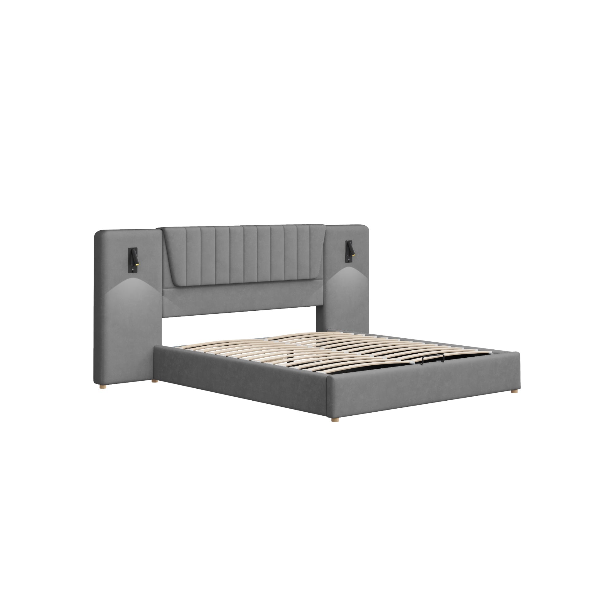 Logidon gestoffeerd bed 180x200 cm grijs met extra lange rugleuning