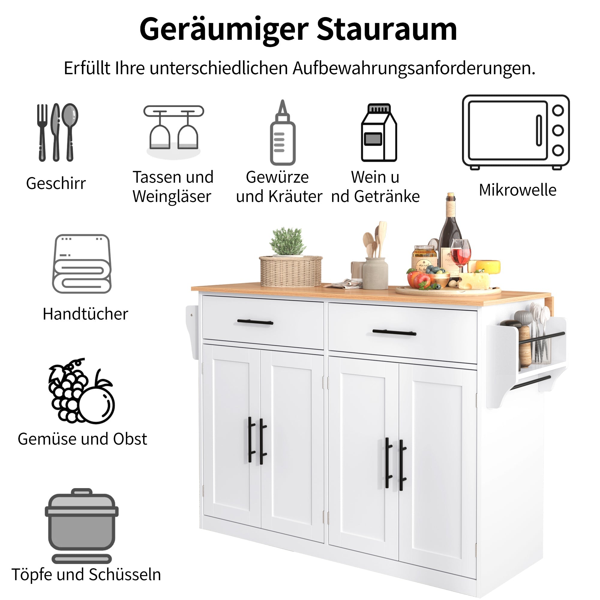 Logidon serving trolley with folding table top white 120x71x91 cm
