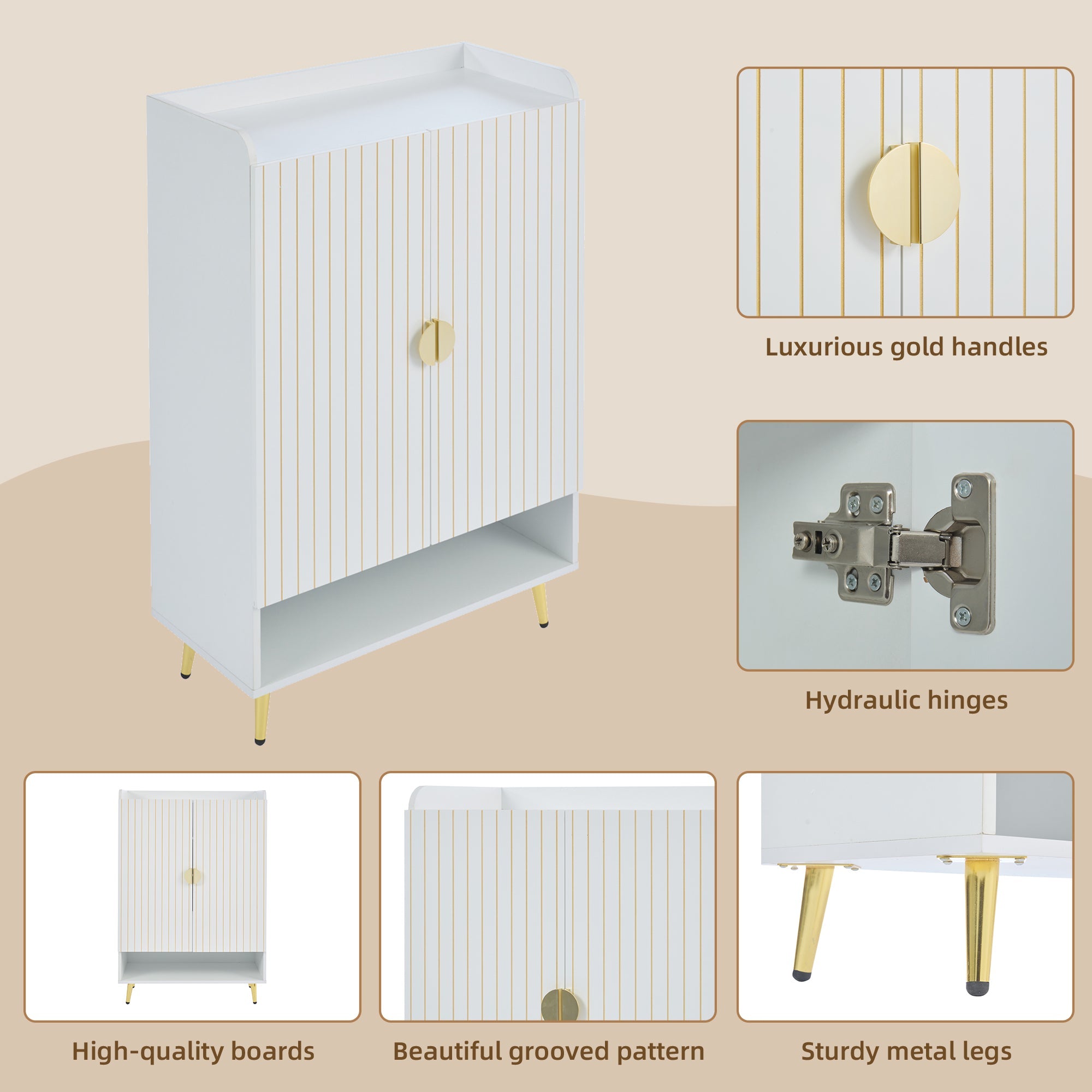 Logidon moderne schoenenkast wit MDF met deuren, 3 niveaus