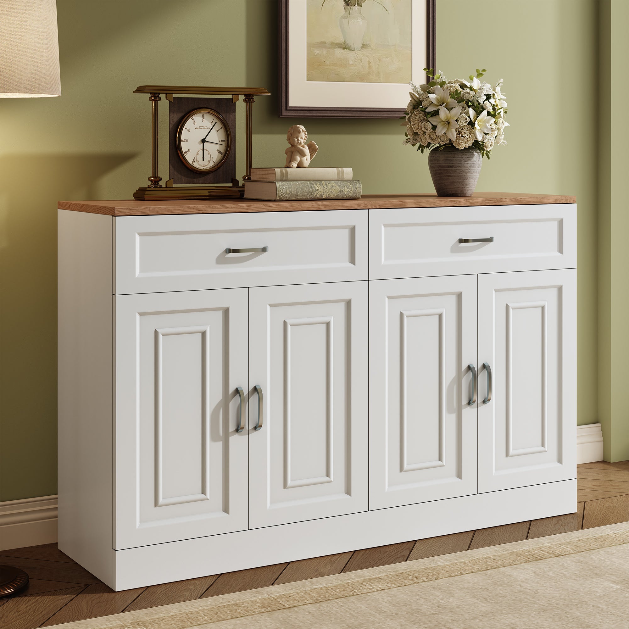 Logidon dressoir 120 cm wit houtlook met 4 deuren en 2 lades
