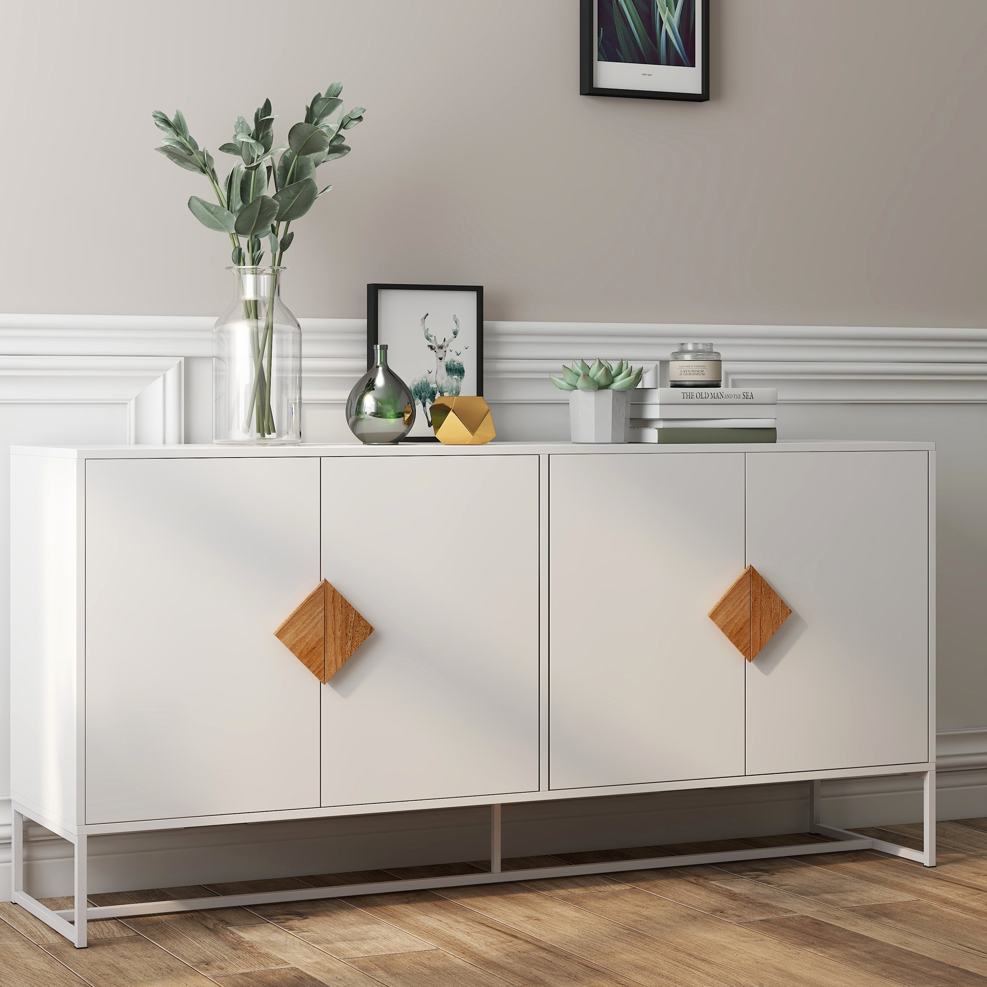 Logidon Wit Dressoir 160 cm met 4 deuren en dubbele opbergruimte