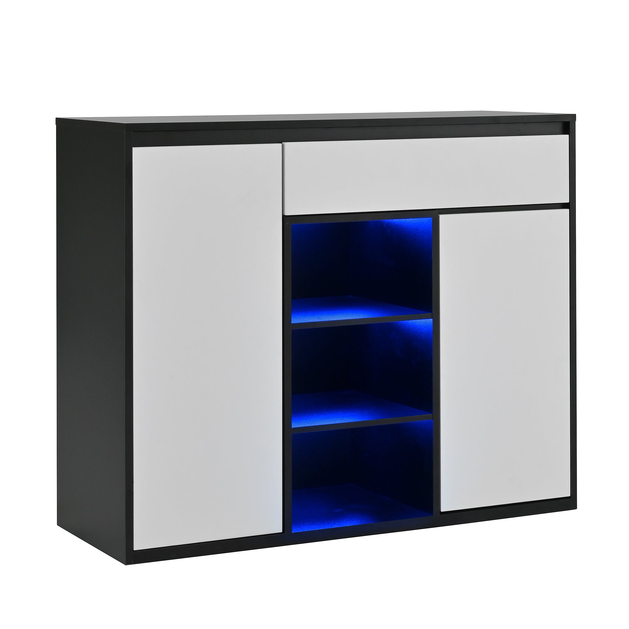Logidon Shoe Cabinet Black White Two Doors Adjustable Shoe Rack