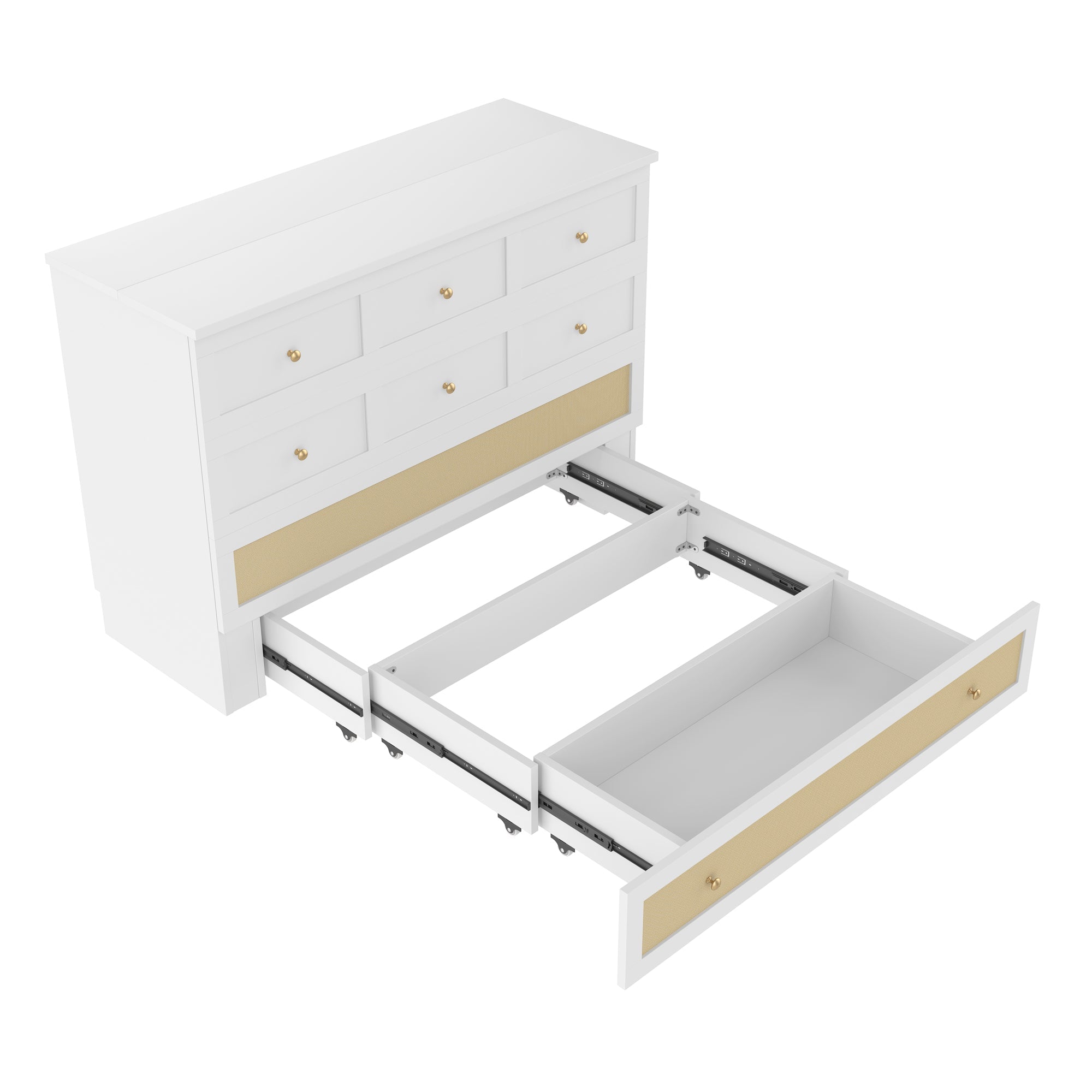 Logidon opklapbed 140x200 wit met USB-aansluiting en lades
