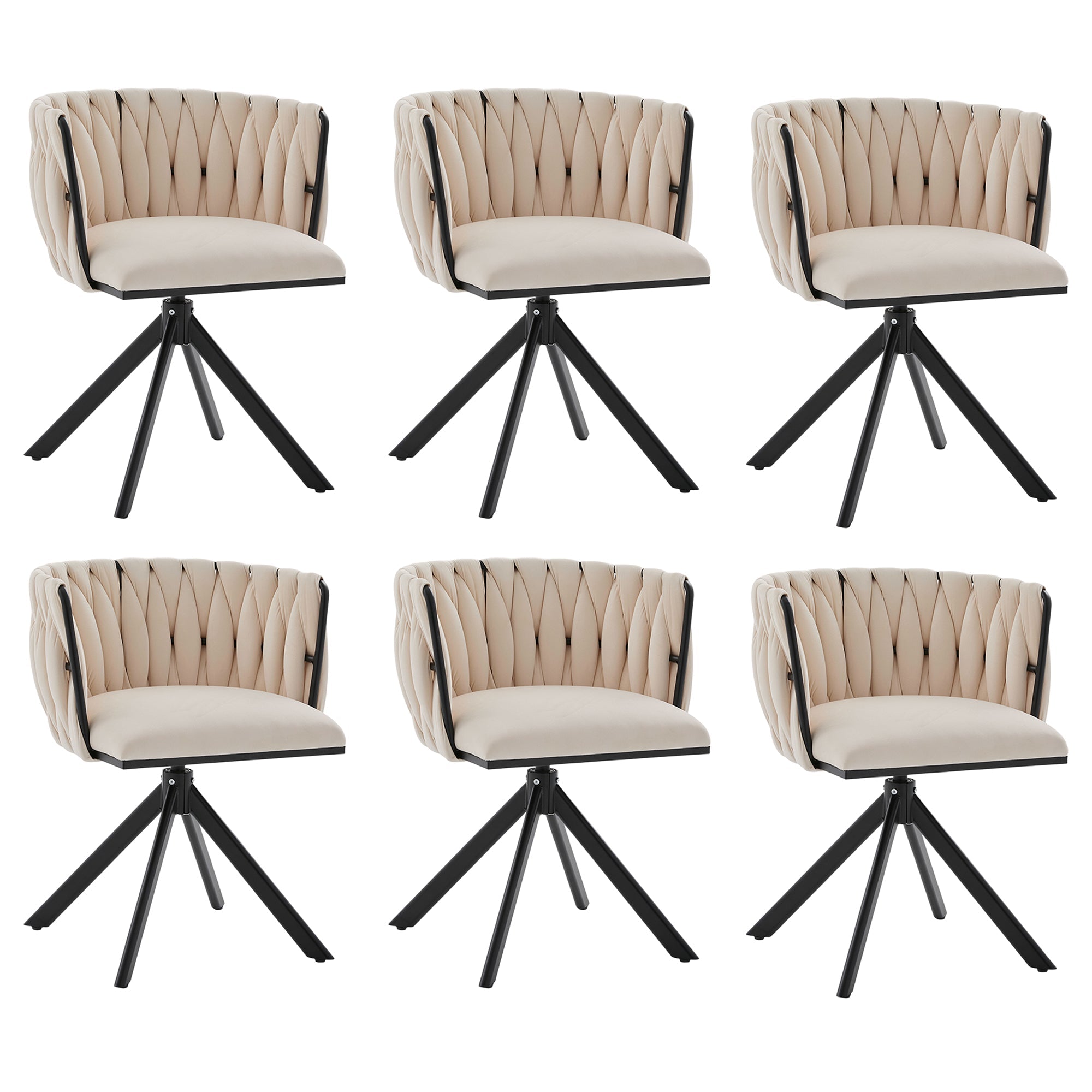 Logidon velours fauteuils met 180 graden draaifunctie, set van 2 Ivoor