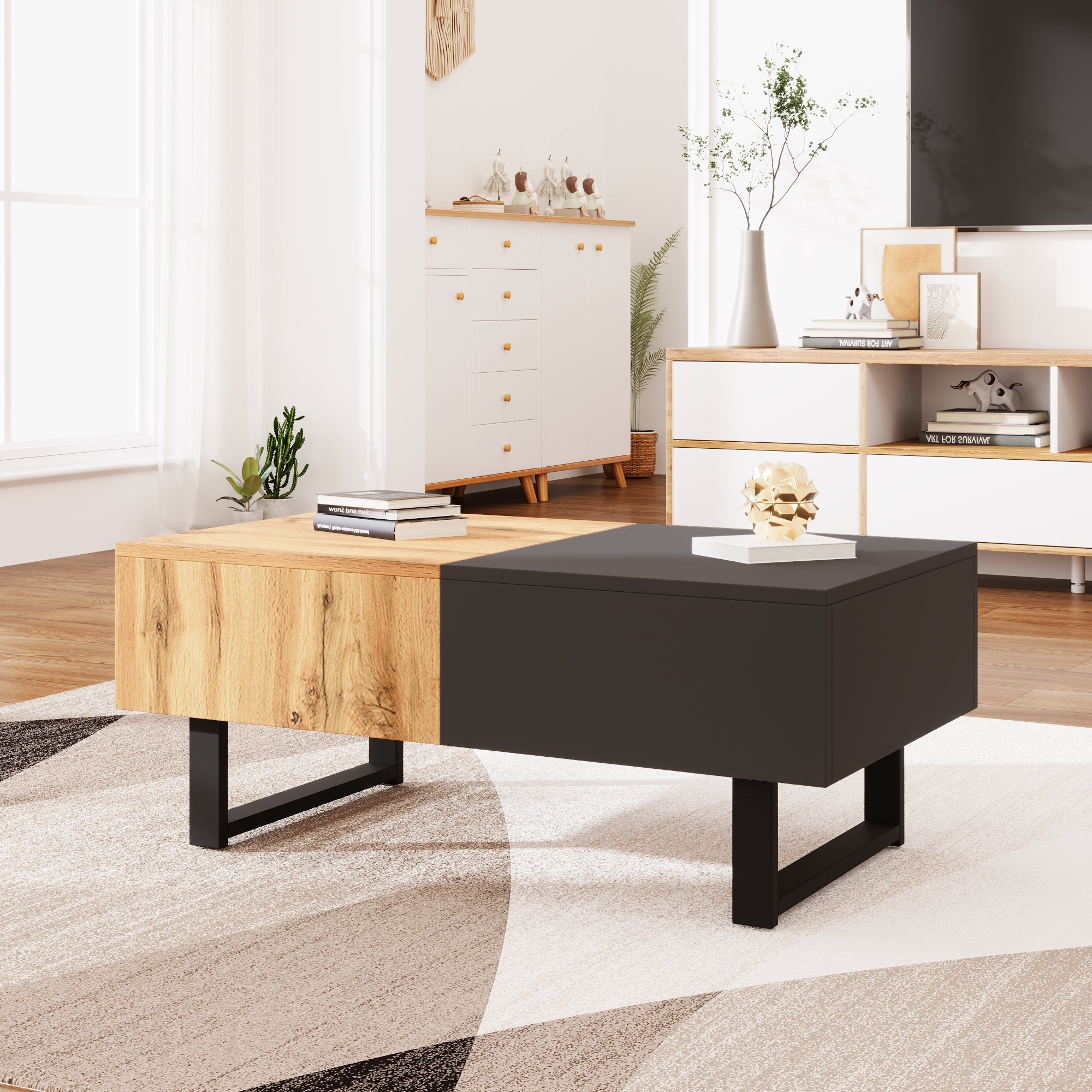 Logidon Salontafel met verschuifbare opbergruimte 155x55x22 cm