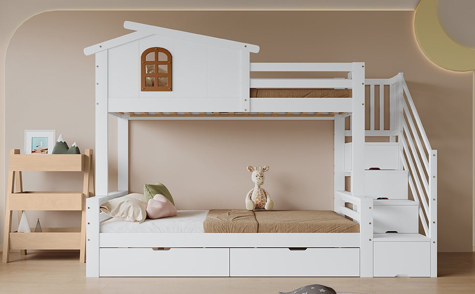 Logidon stapelbed kinderbed wit naturel 90x200 120x200 twee lades