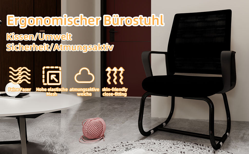 Logidon Minimalistische Bureaustoel Metalen Frame Mesh Rug Zwart