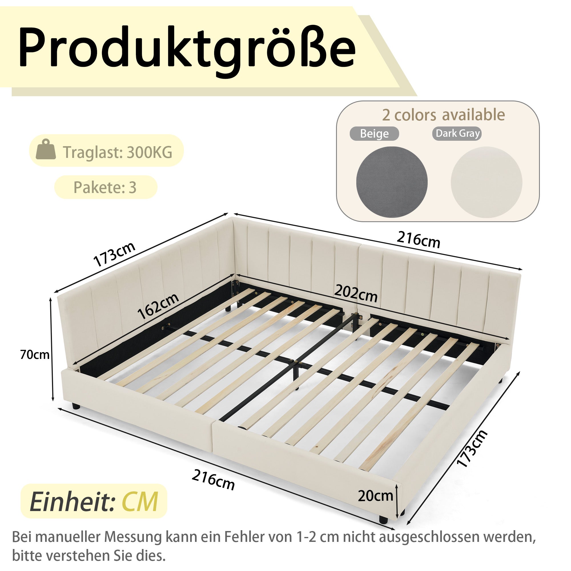 Logidon tweepersoonsbed 160x200 cm beige fluwelen oppervlak hoge rugleuning