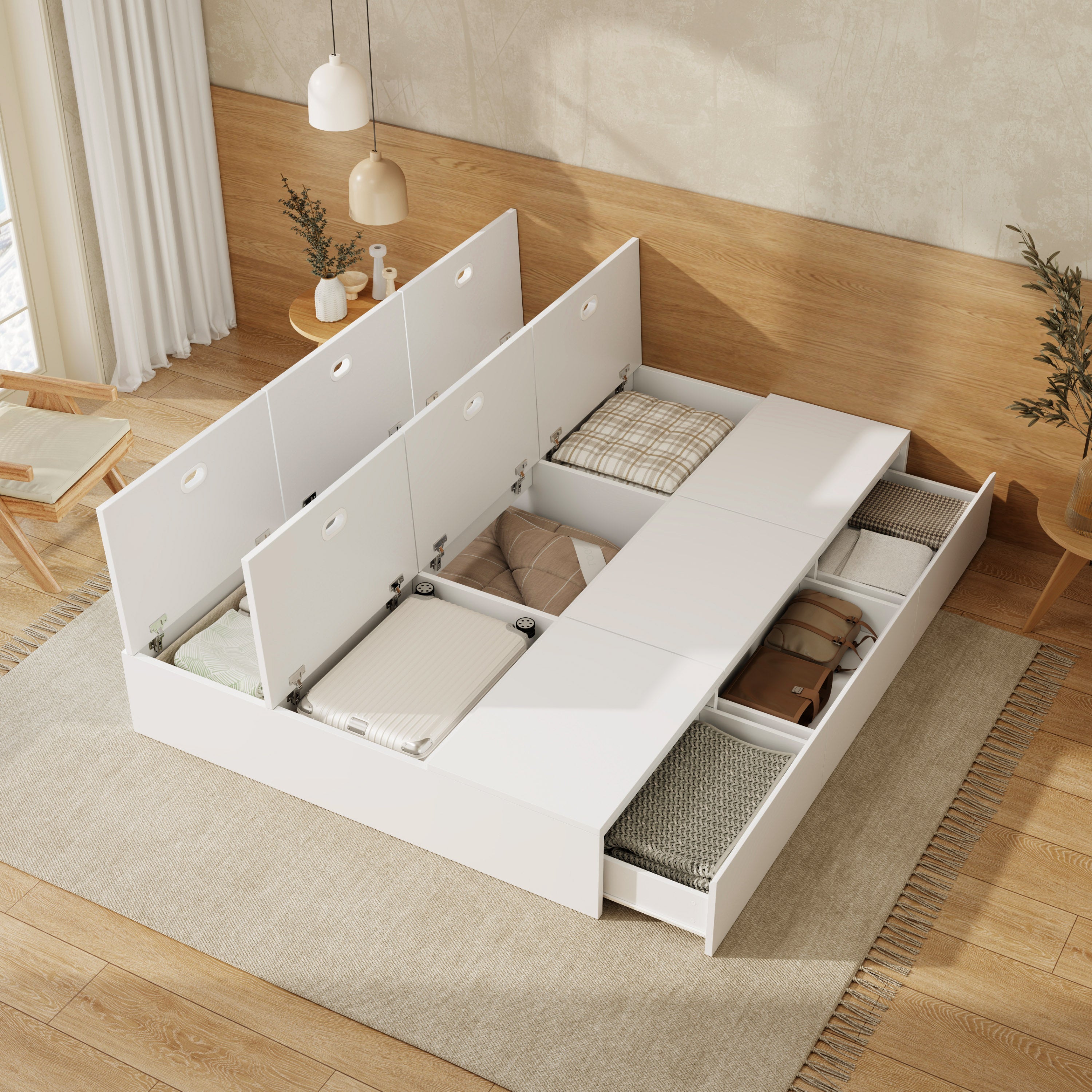 Logidon opbergbed 140x200 cm wit palletbed met opbergruimte