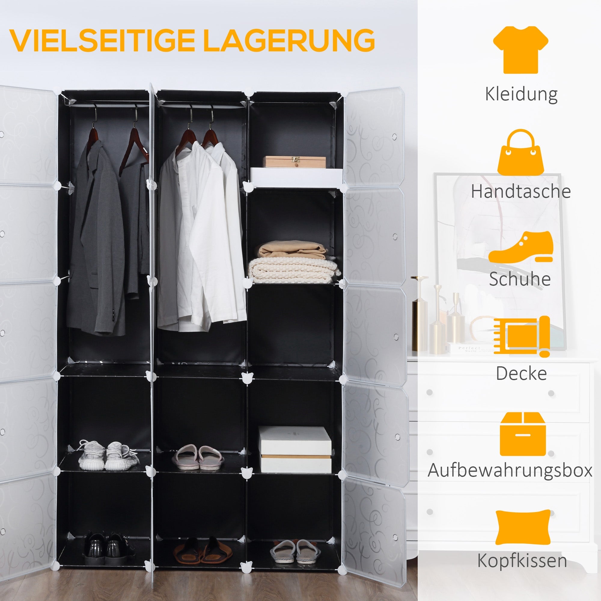 Logidon DIY kubusplank zwart 11 vakken 111x47x183 cm