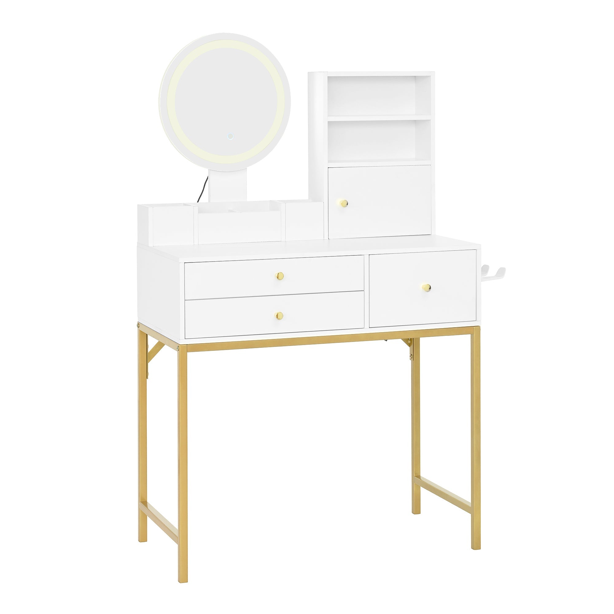 Logidon kaptafel met dimbare LED verlichting wit 80x40x134 cm