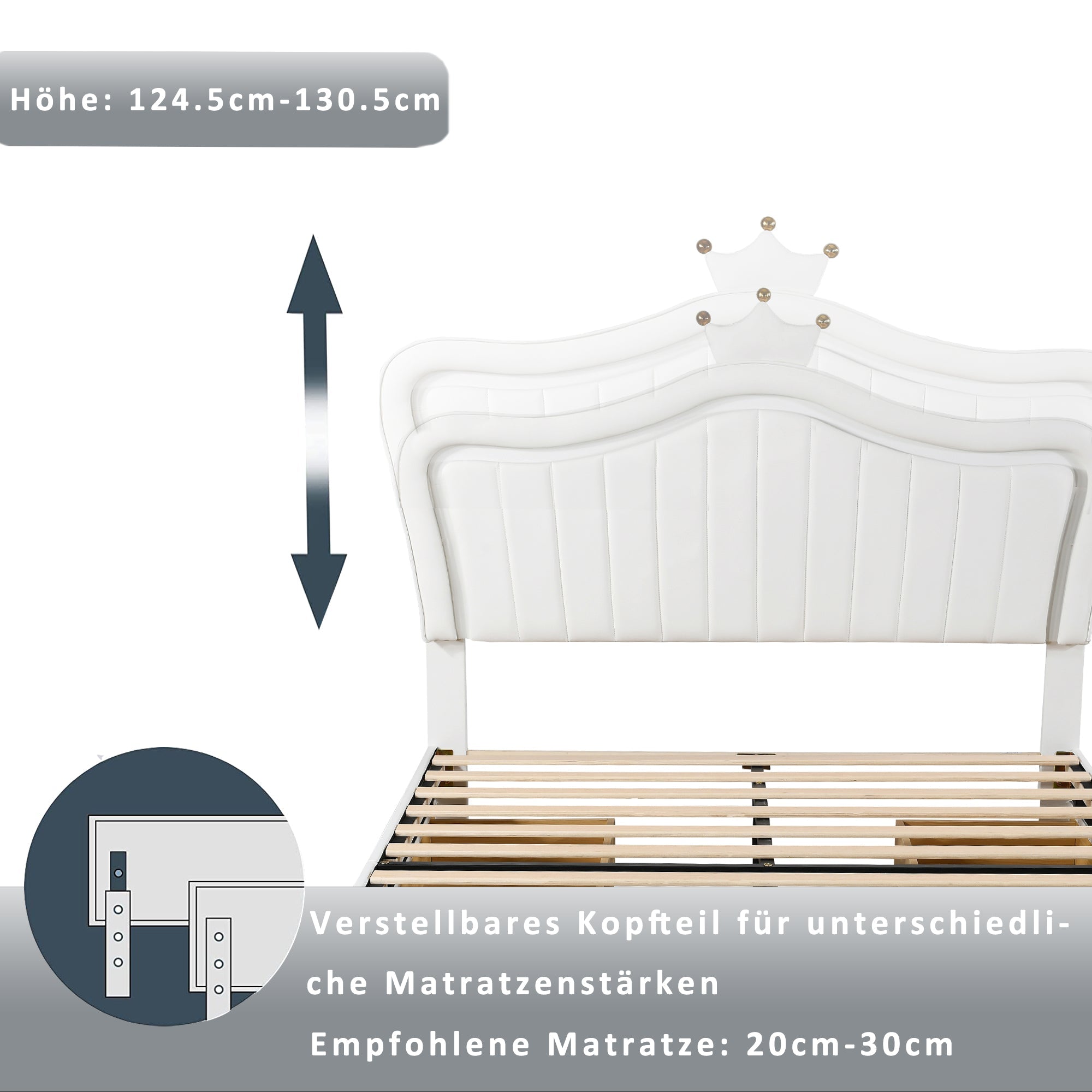 Logidon gestoffeerd bed 140x200 wit kunstleer met LED-verlichting