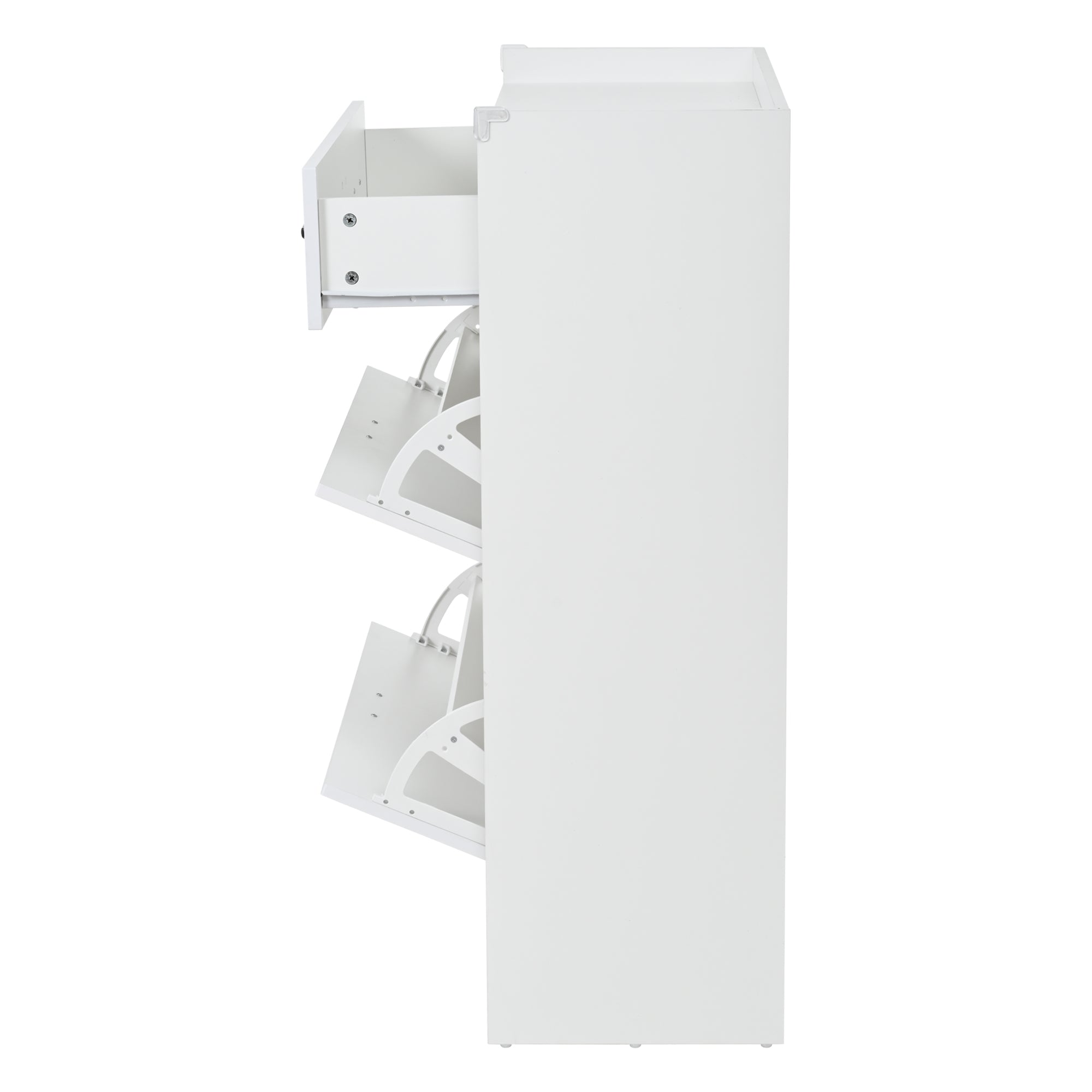 Logidon shoe cabinet white MDF 80 x 34 x 107.5 cm with 4 compartments and 1 drawer