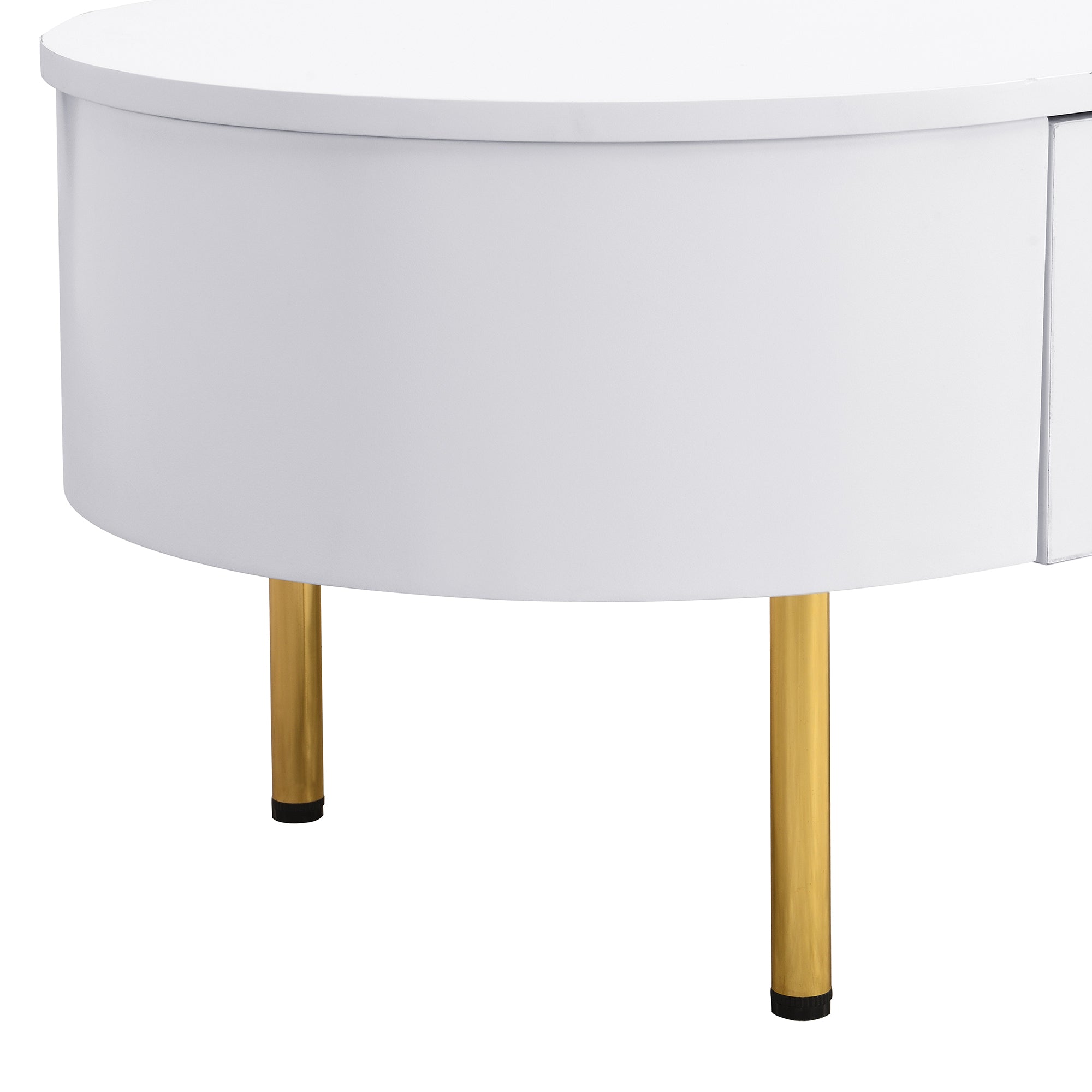 Logidon White Coffee Table With Two Drawers And Gold Handles