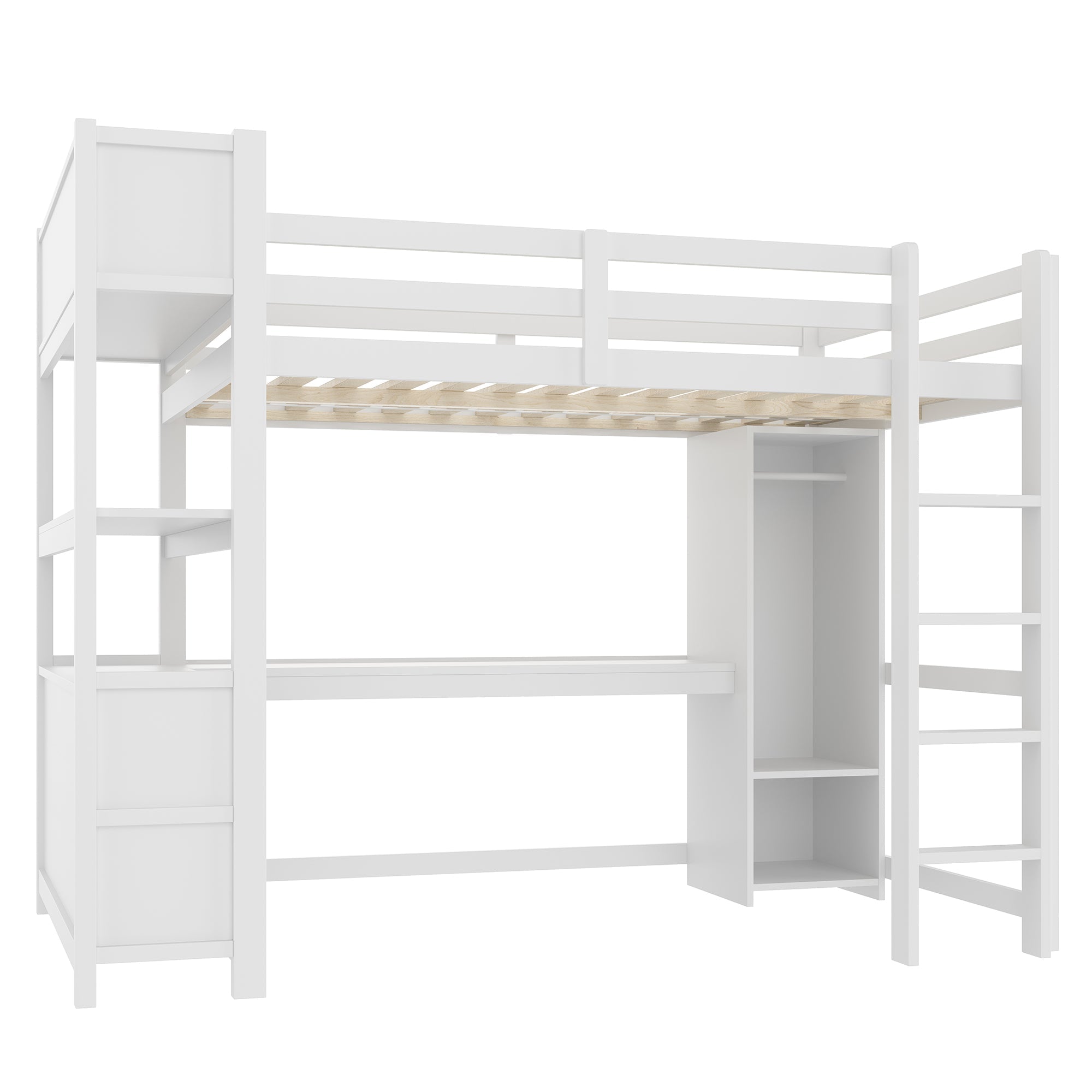 Logidon hoogslaper 140x200 cm met bureau en planken wit