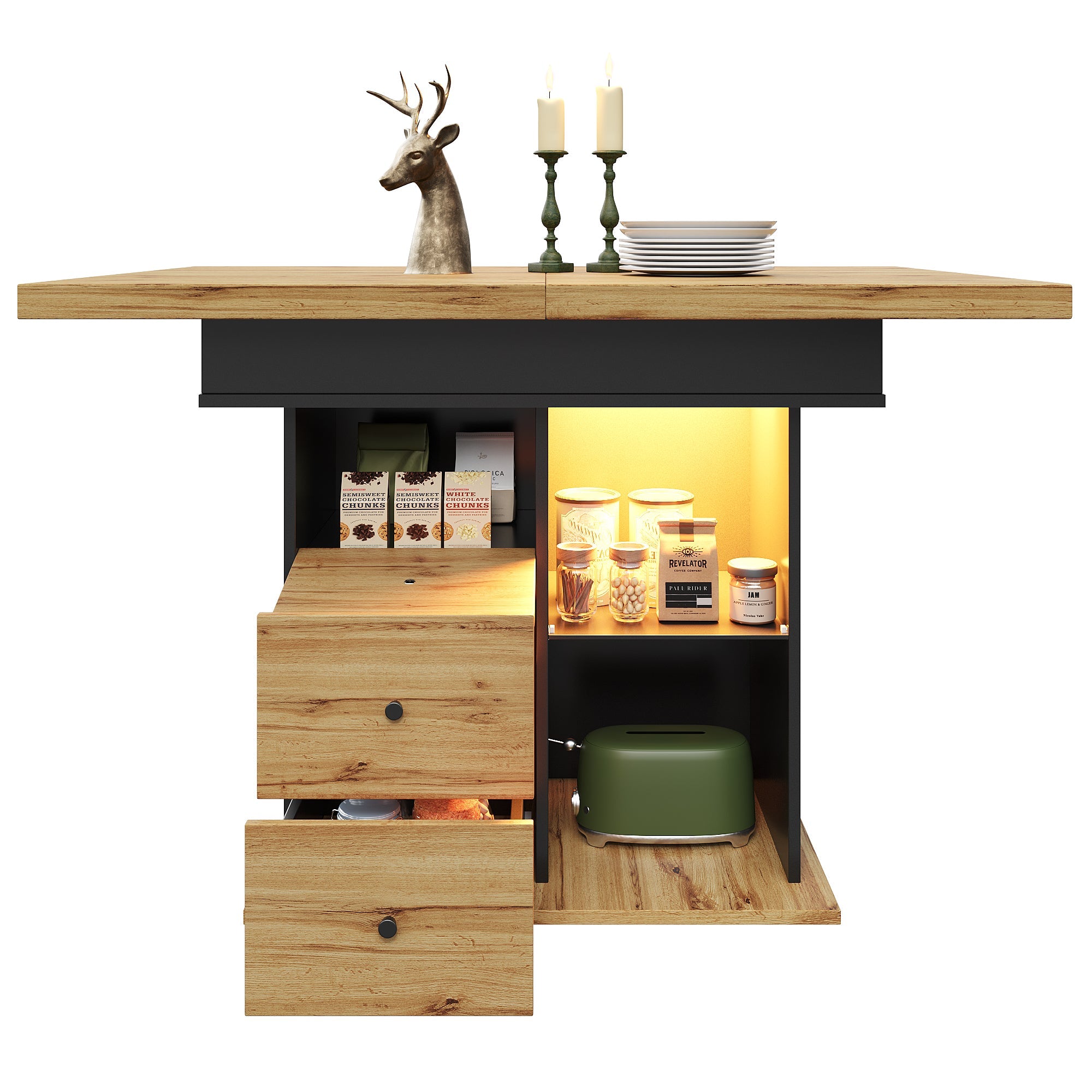 Logidon eettafel telescopisch uitschuifbaar 110-140×80 cm met LED verlichting