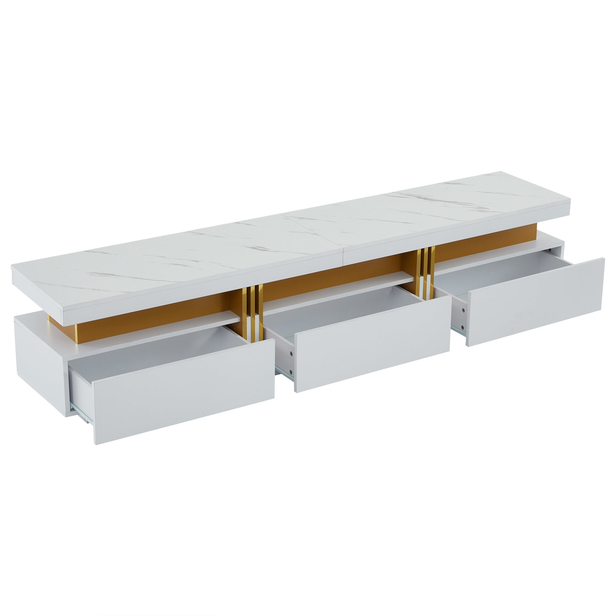 Logidon TV-meubel 200 cm marmerlook drie lades kabelmanagement