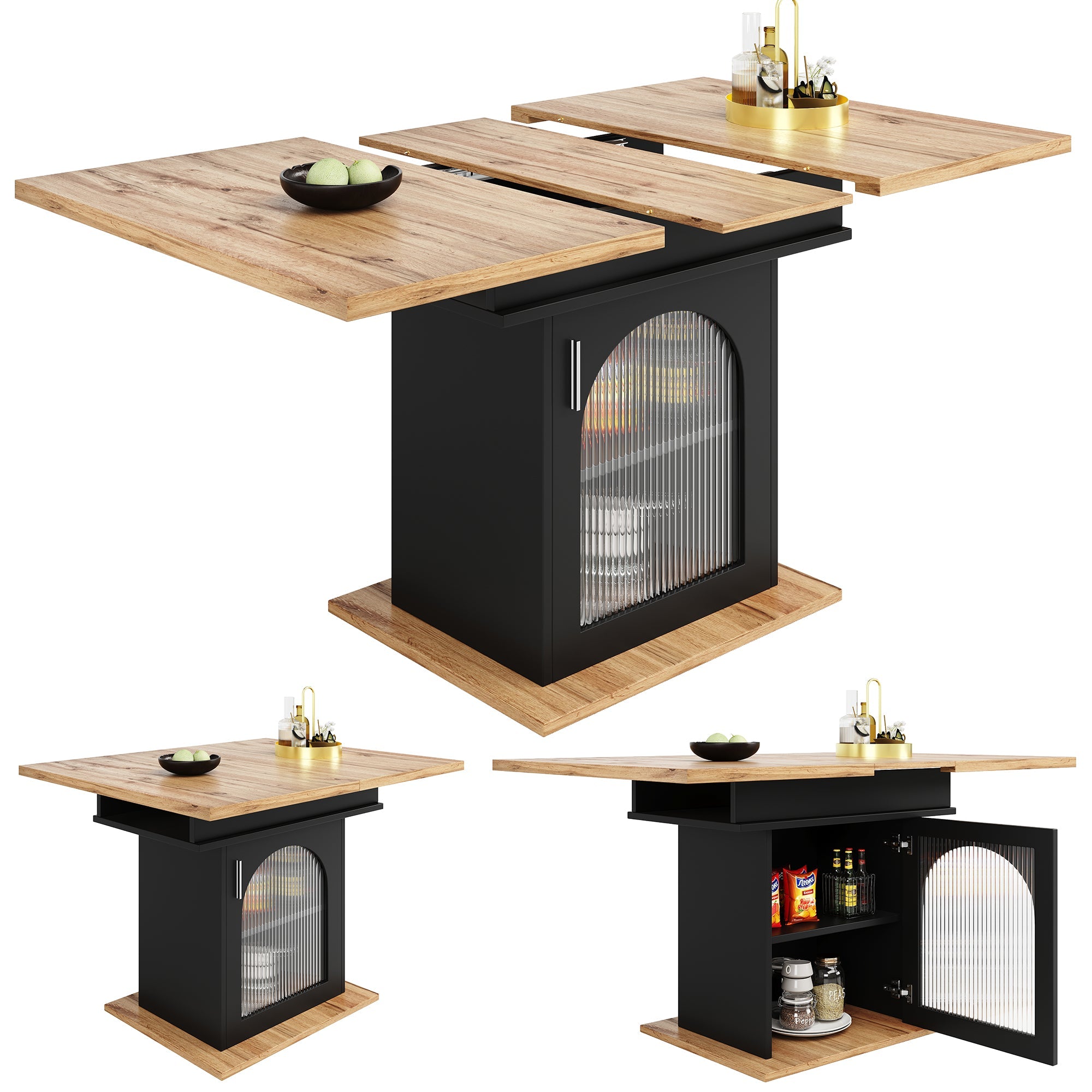 Logidon eettafel telescopische tafel 140×80 cm met drie opbergniveaus