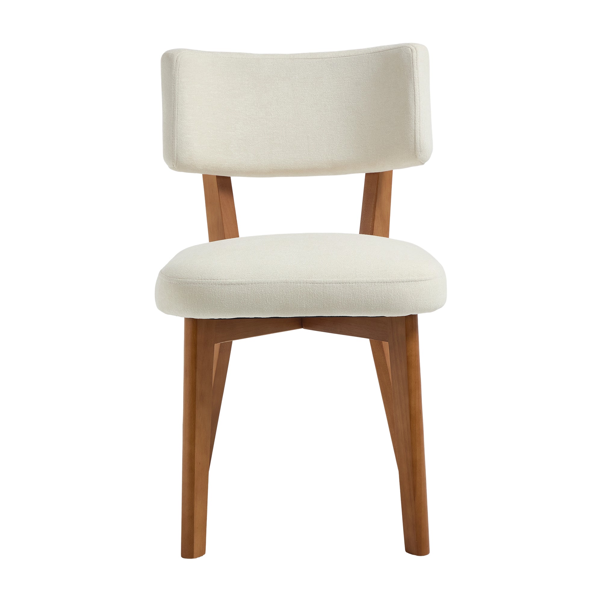 Logidon Set van 2 eetkamerstoelen Modern Retro met massief houten poten Beige