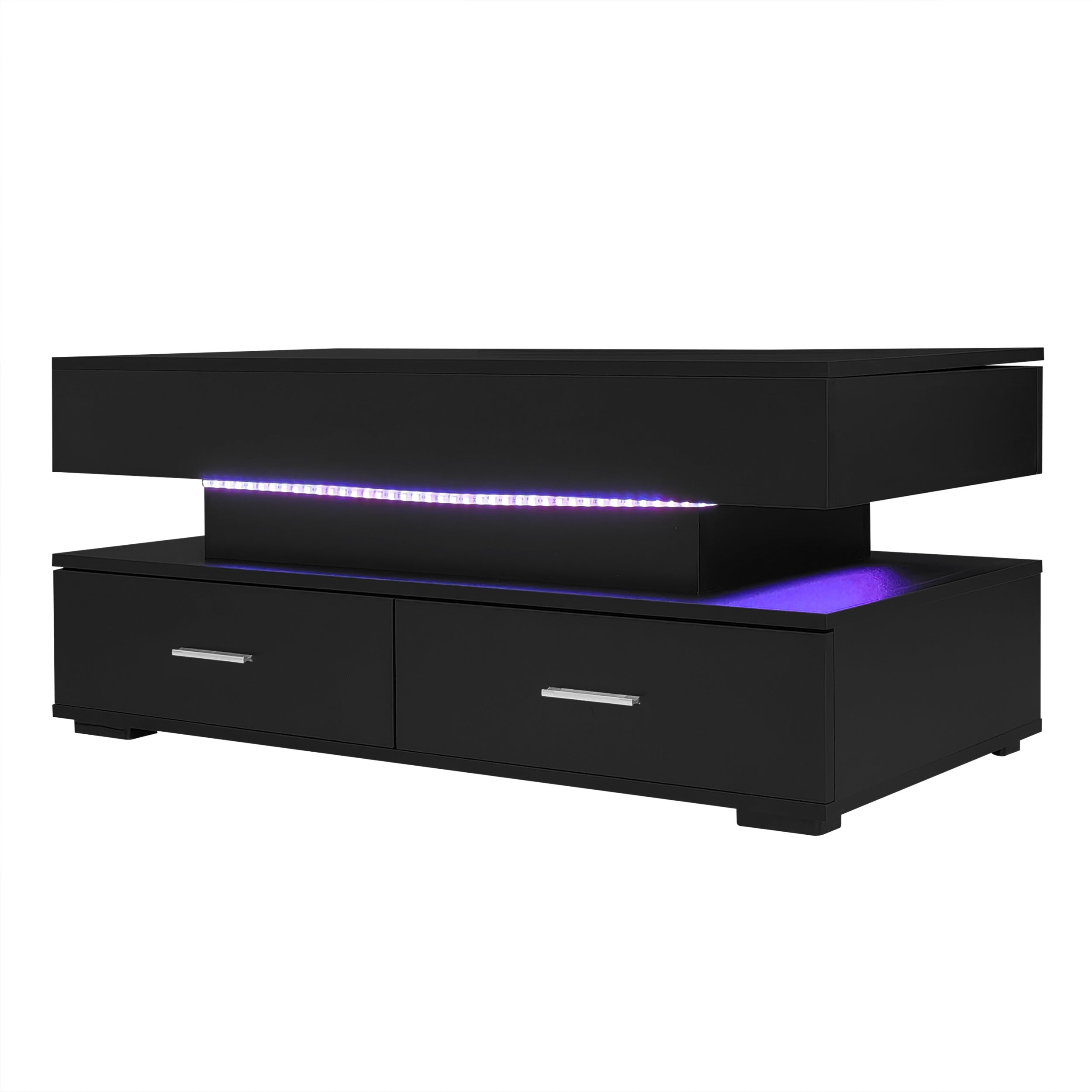 Logidon Verstelbare Salontafel 100x50x44 cm Zwart LED Verlichting