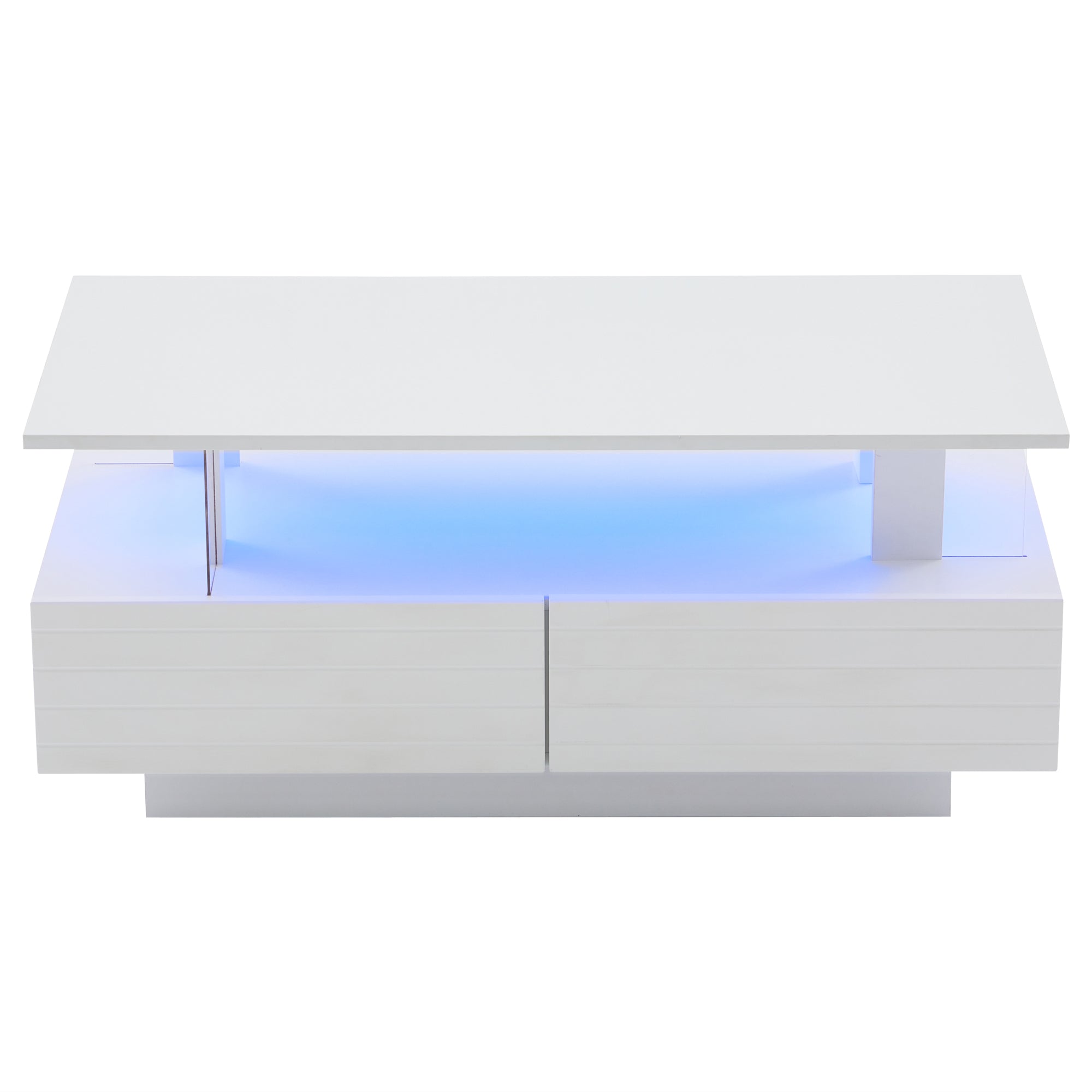 Logidon Witte LED Salontafel met Opbergruimte Bluetooth App Bediening 100x50x42 Cm