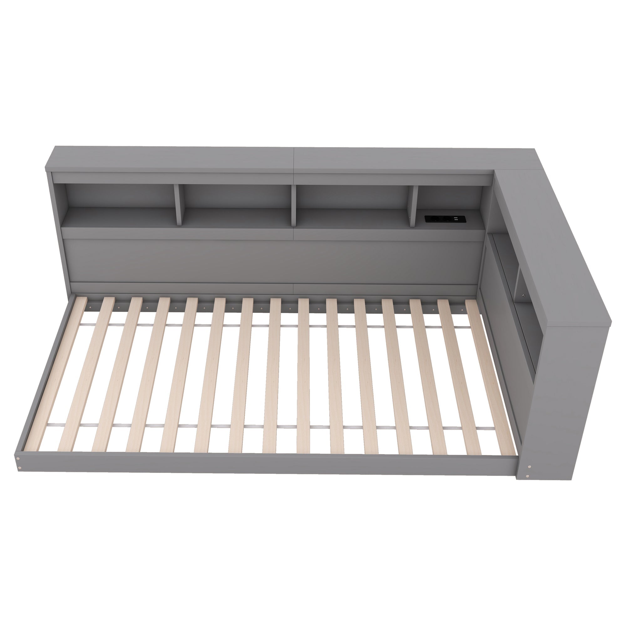 Logidon daybed 90x200 grijs inclusief stopcontact en USB lattenbodem