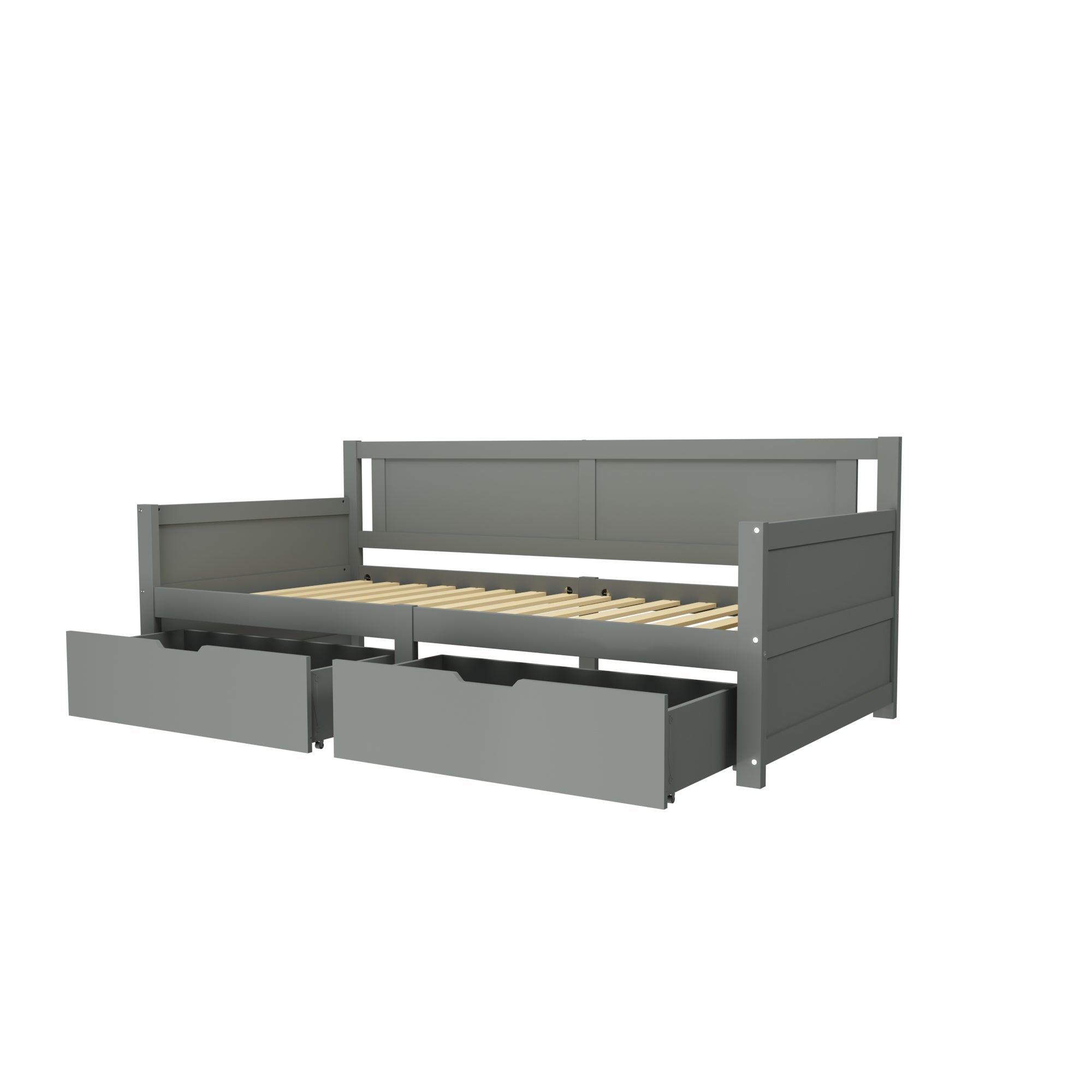 Logidon Sofa Bed 90x200 Gray With Two Storage Compartments Solid Wood Frame