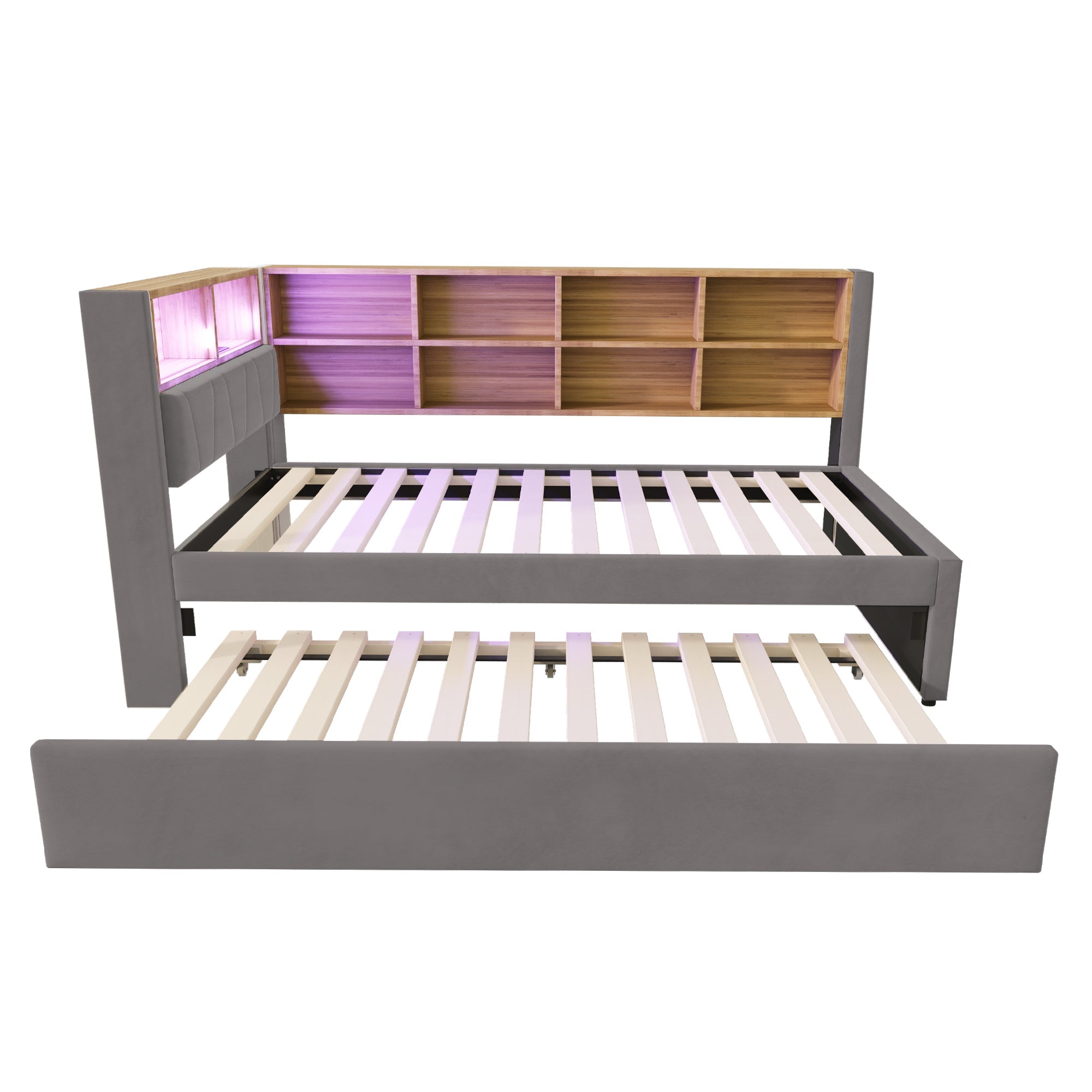 Logidon slaapbank 90x200 met uitschuifbaar bed 90x190 LED-verlichting
