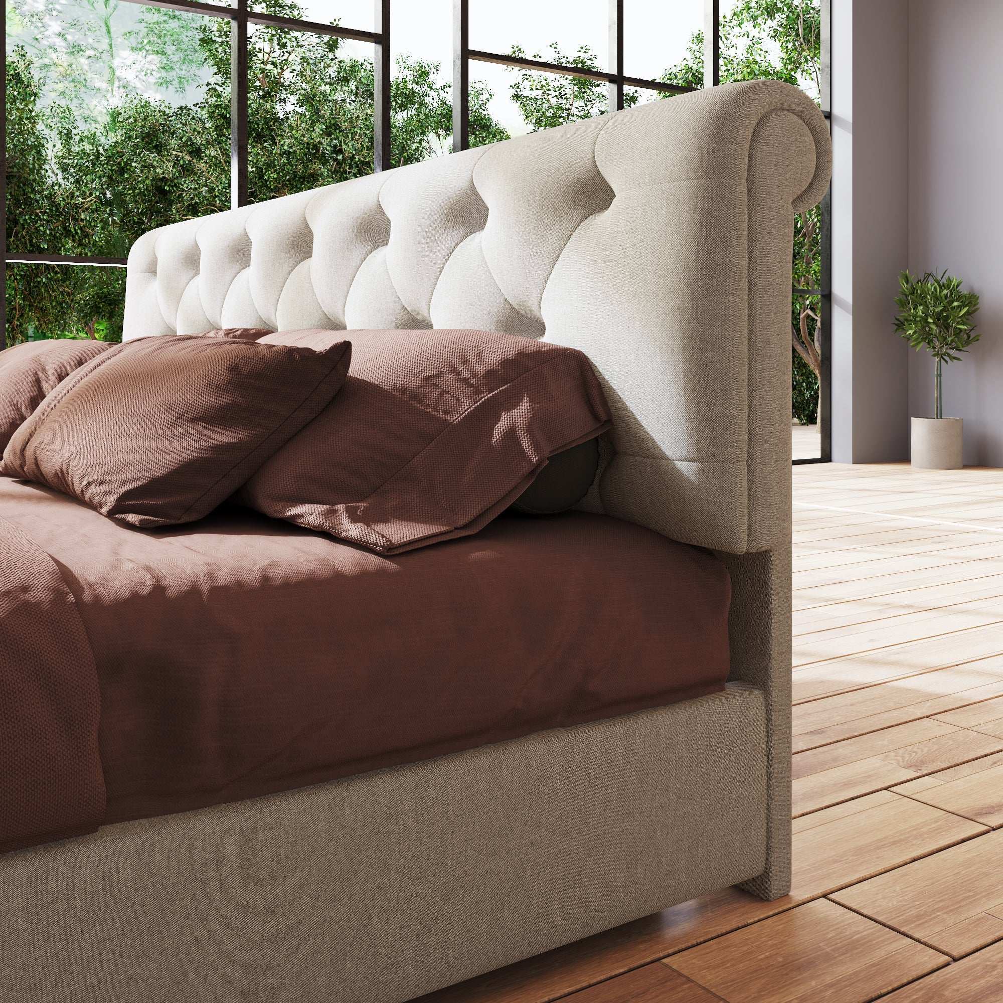Logidon gestoffeerd bed 140x200 cm met verstelbaar hoofdbord en opbergruimte