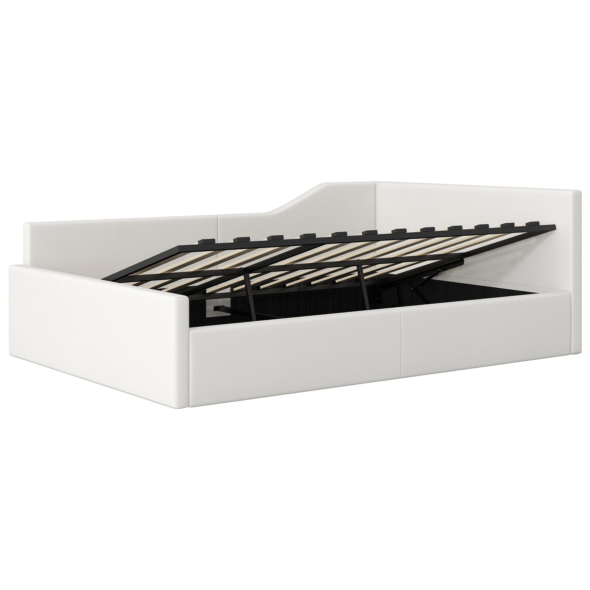 Logidon gestoffeerd dagbed 140x200 met opbergruimte beige
