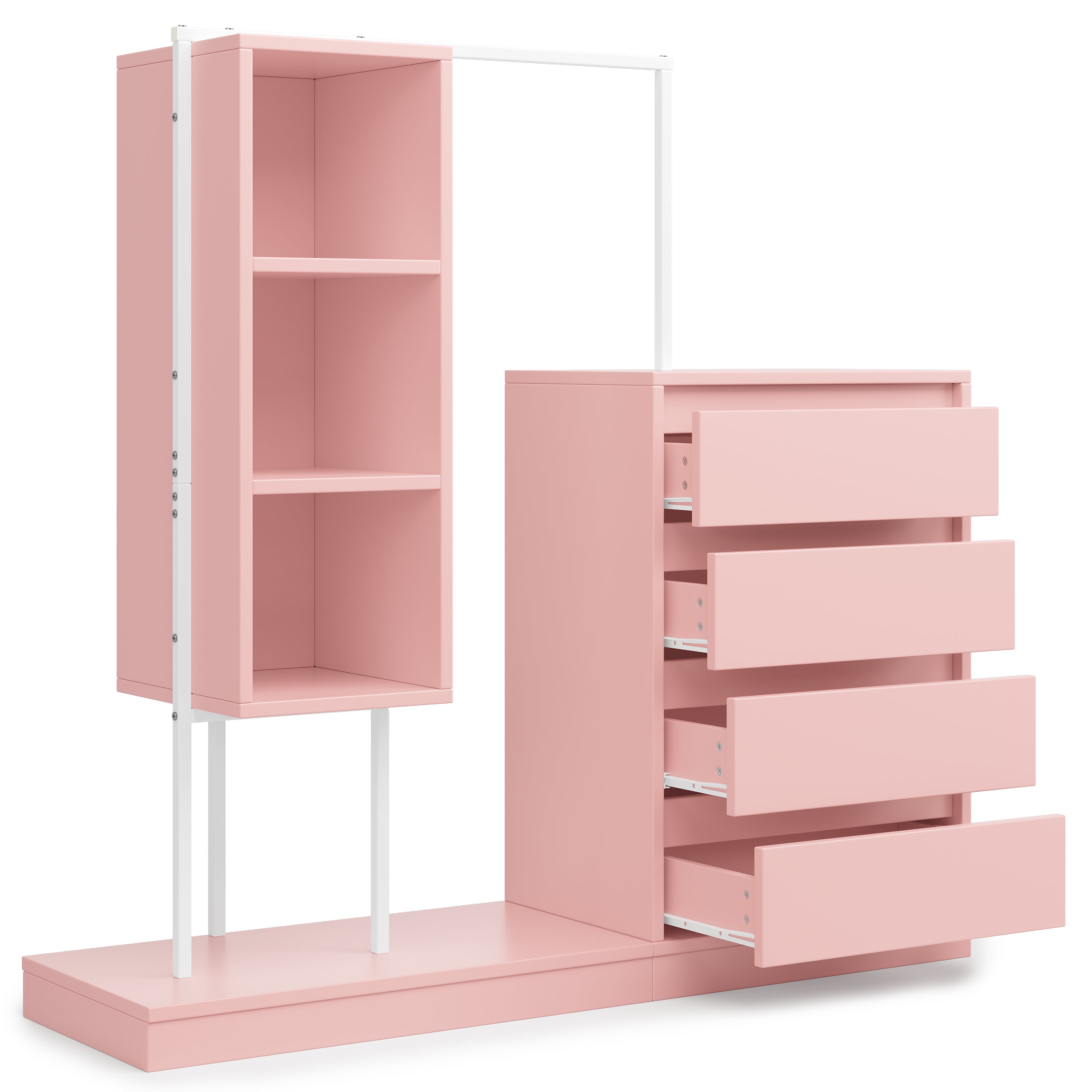 Logidon Kledingkast Roze 140x40x135 cm met lades en roede