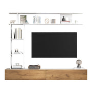 Logidon TV wandmeubel 180 cm wit houtlook met vitrinekasten