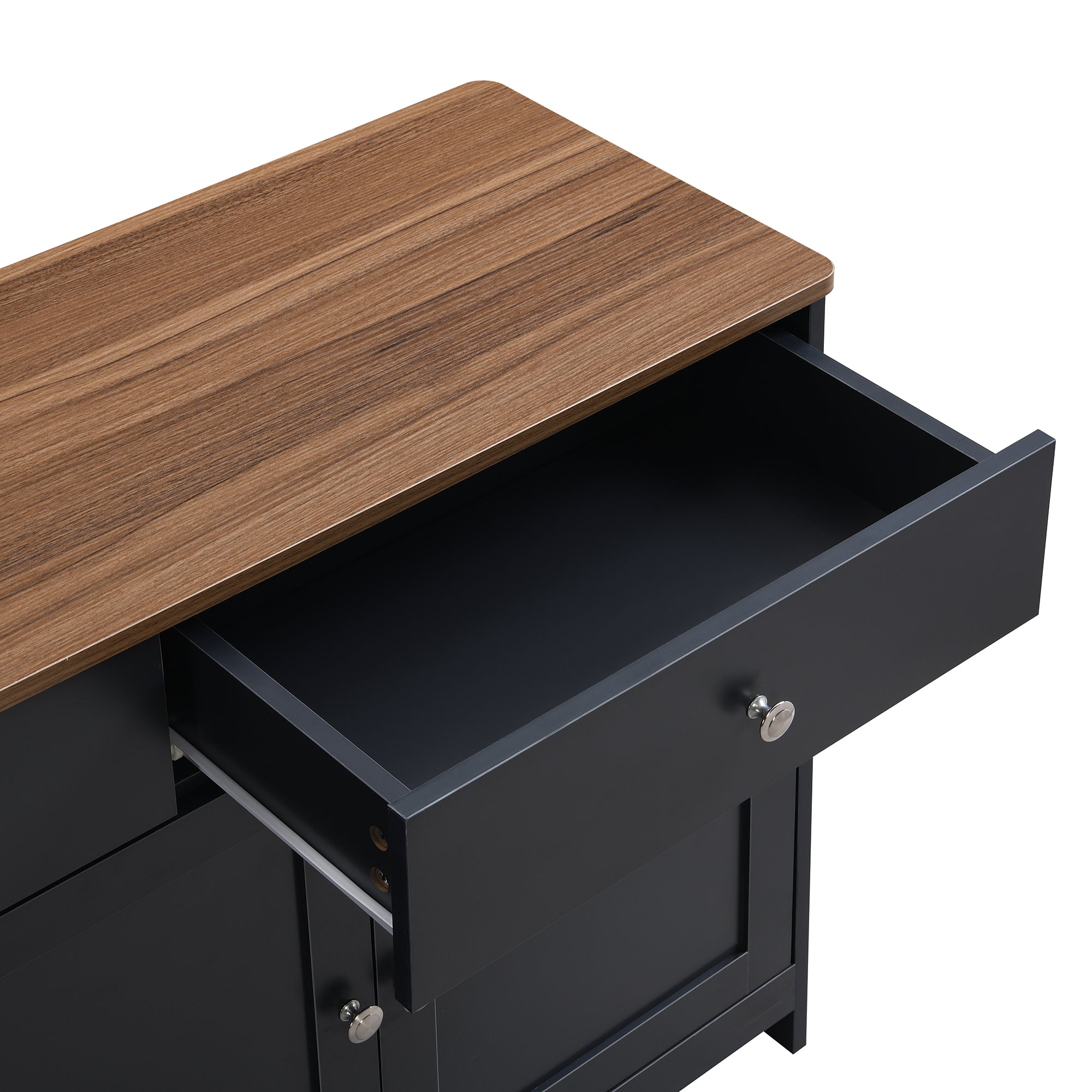 Logidon Dressoir Grijs Zwart Met Houtnerf 4 Deurs Drie Laden