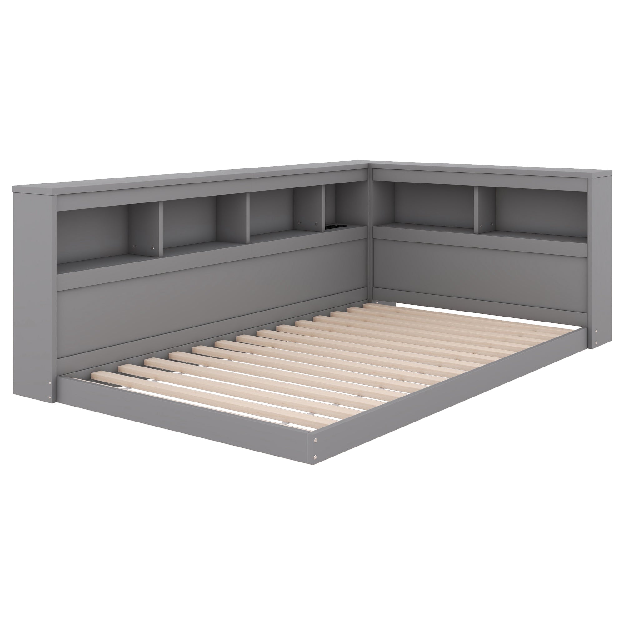 Logidon daybed 90x200 grijs inclusief stopcontact en USB lattenbodem