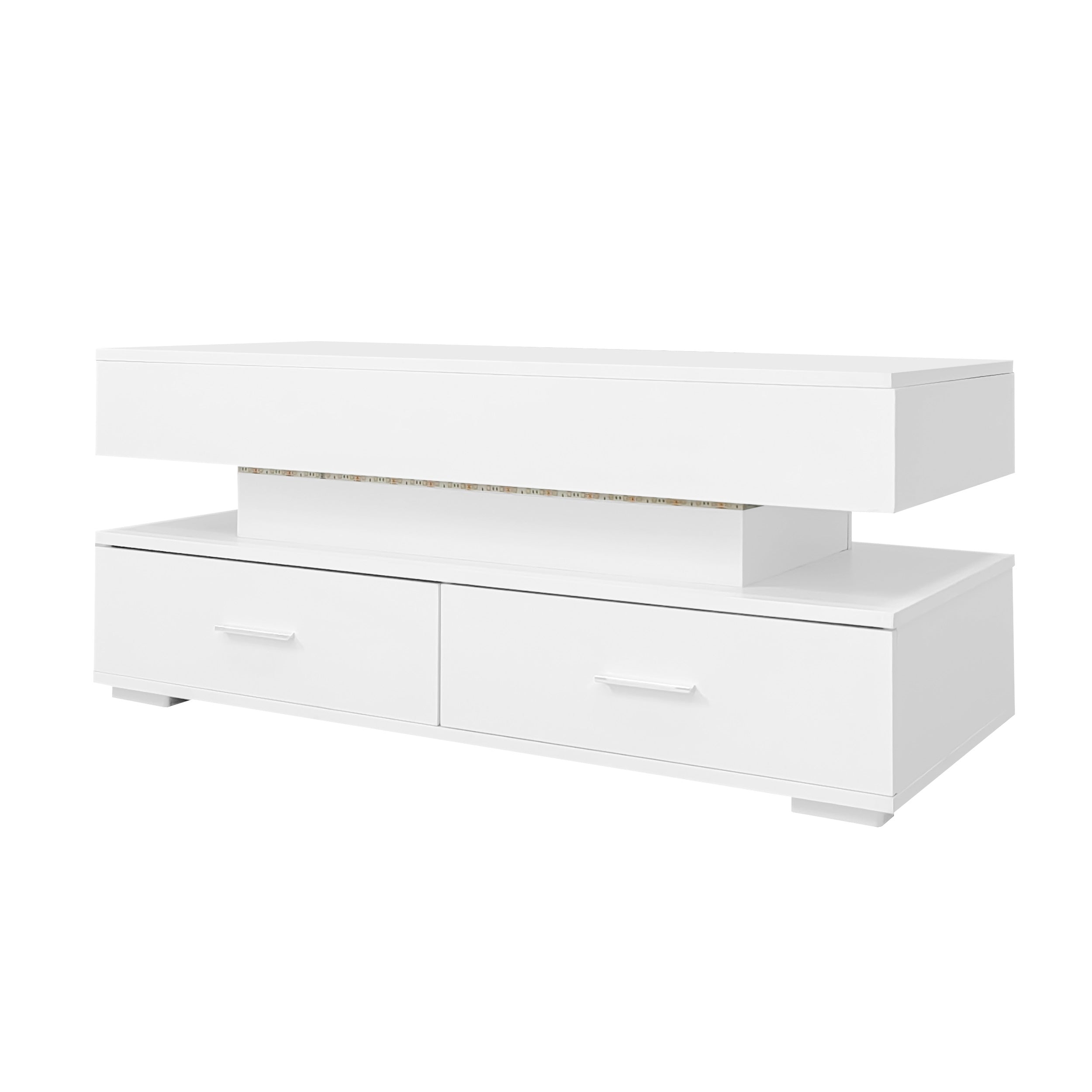 Logidon Hydraulisch in hoogte verstelbare salontafel 100x50x44 cm Wit LED