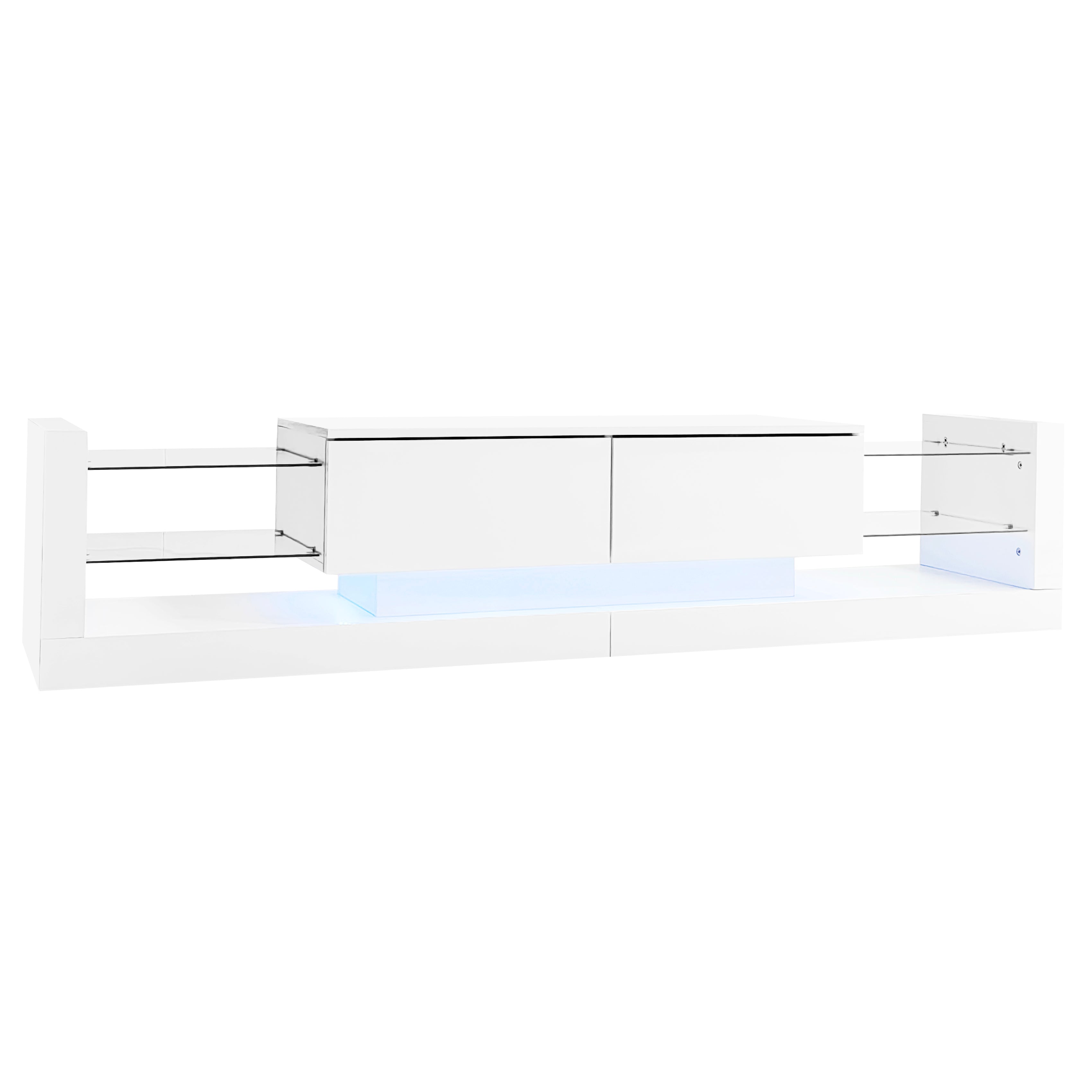 Logidon high gloss TV set white with LED lighting coffee table