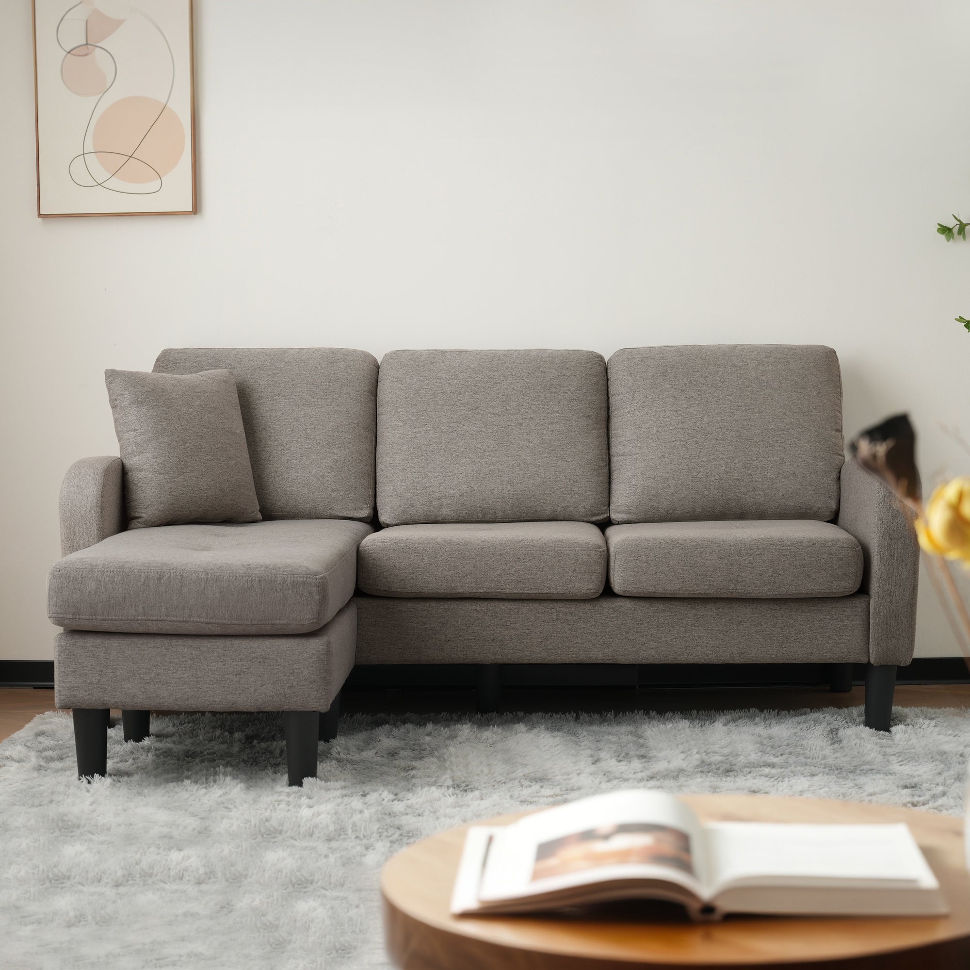 Logidon L-vormige hoekbank met chaise longue 3-zits 185x118x82 cm