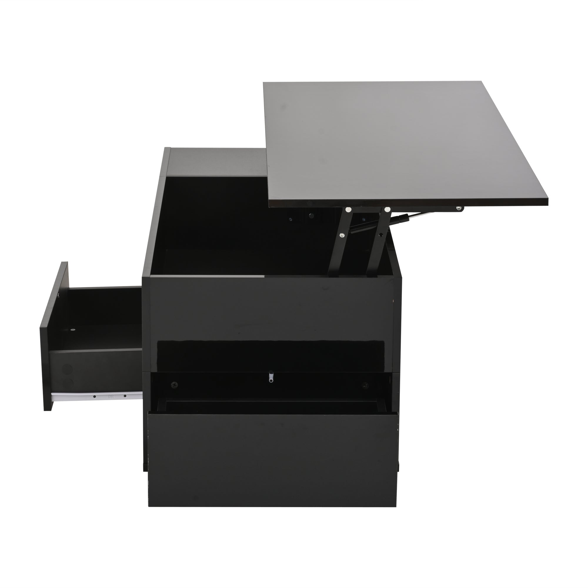 Logidon 4-in-1 in hoogte verstelbare salontafel zwart 100x50x45 cm LED