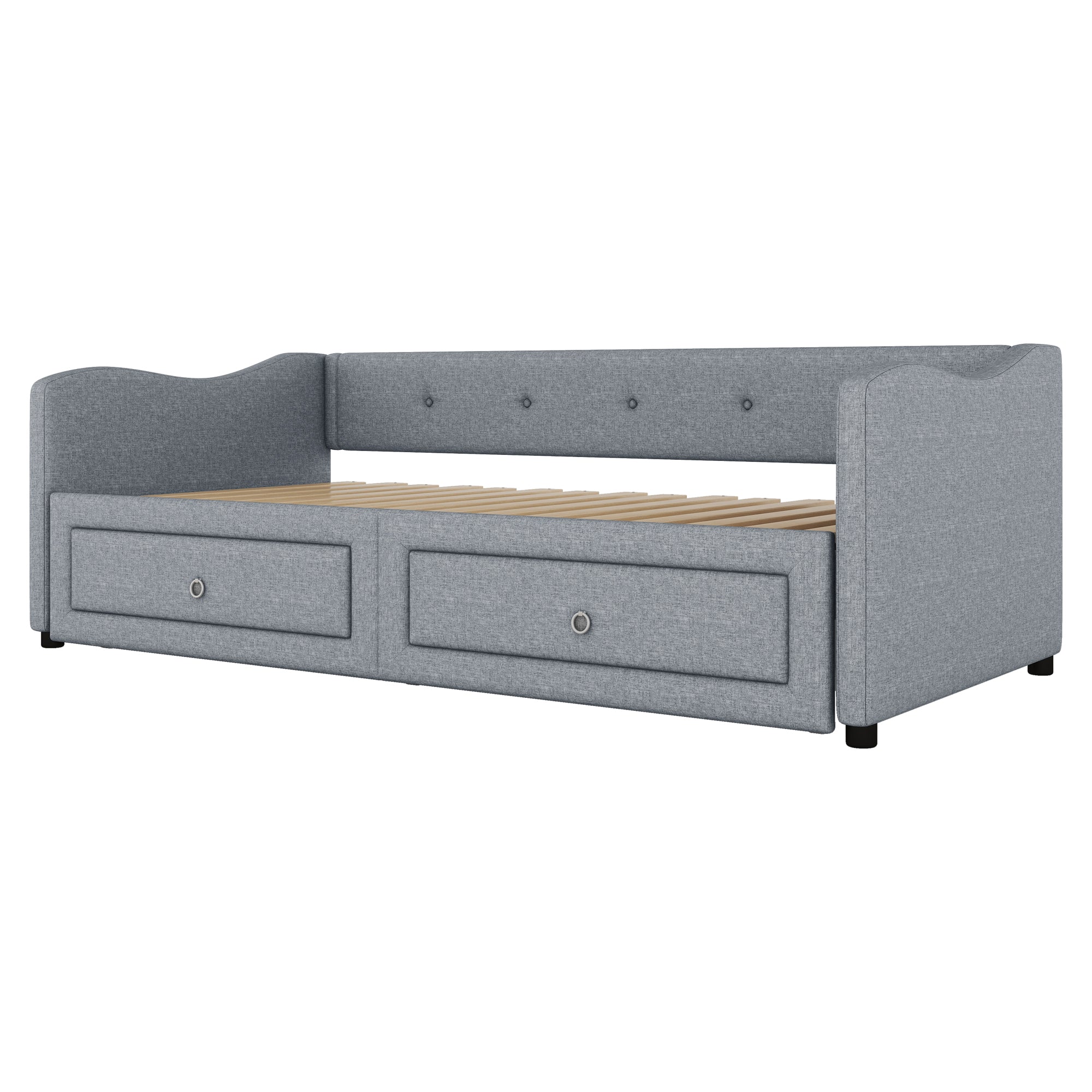 Logidon daybed 90x200 cm with pull-out bed, 2 drawers gray