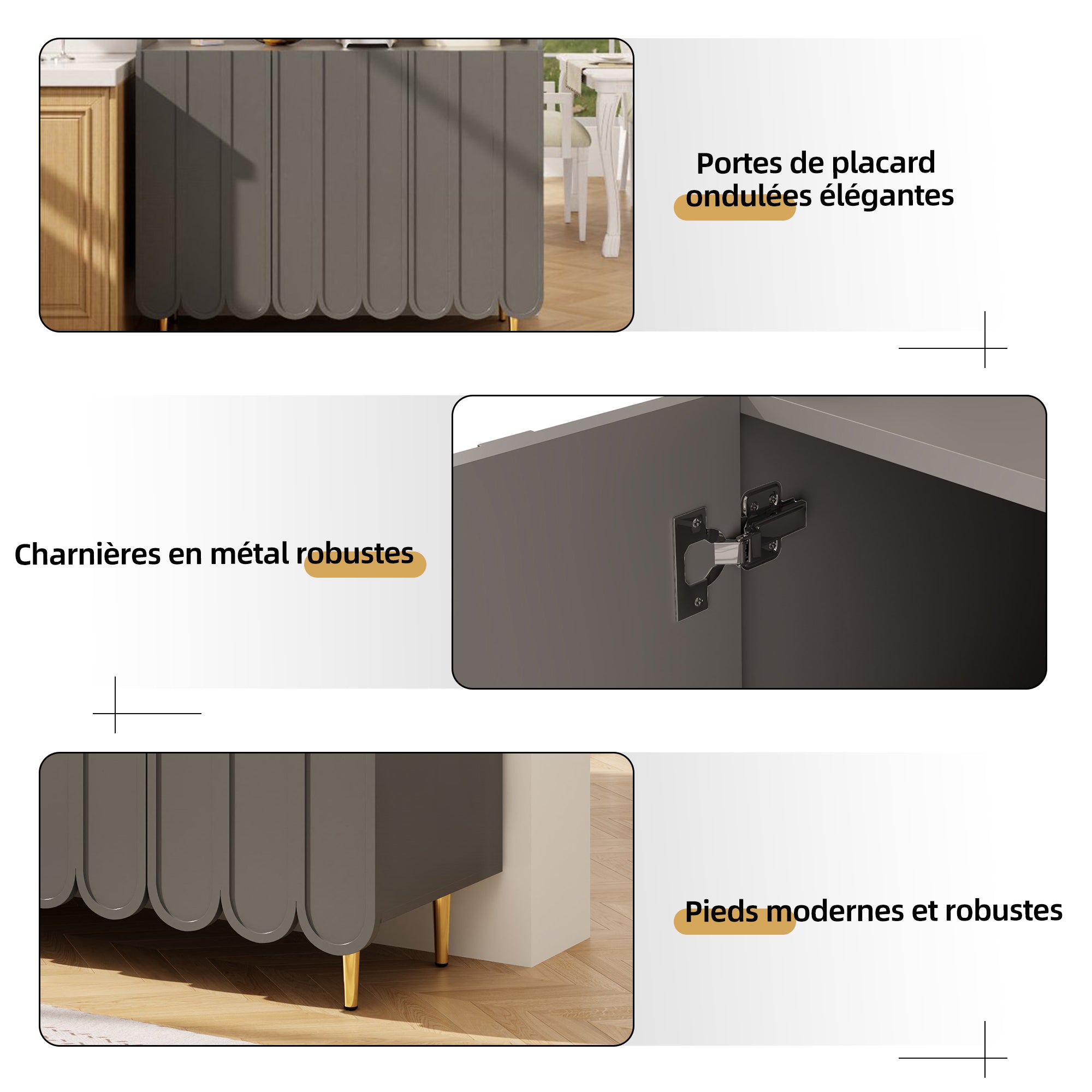 Logidon grijs dressoir 120 x 40 x 151 cm open opbergplank