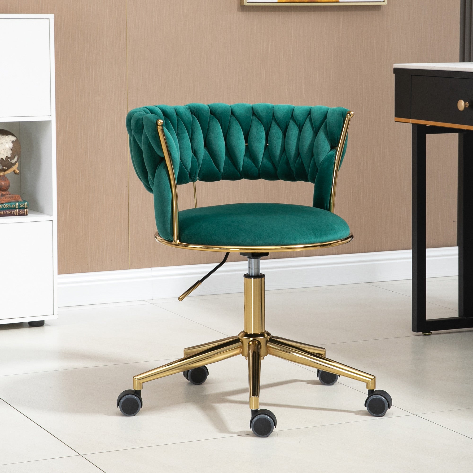 Logidon Emerald Velvet Office Chair Rotatable 360 Degree Height Adjustment One Click