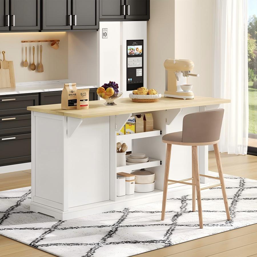 Logidon dressoir keukeneiland wit houten blad 5 laden 150x65x75 cm