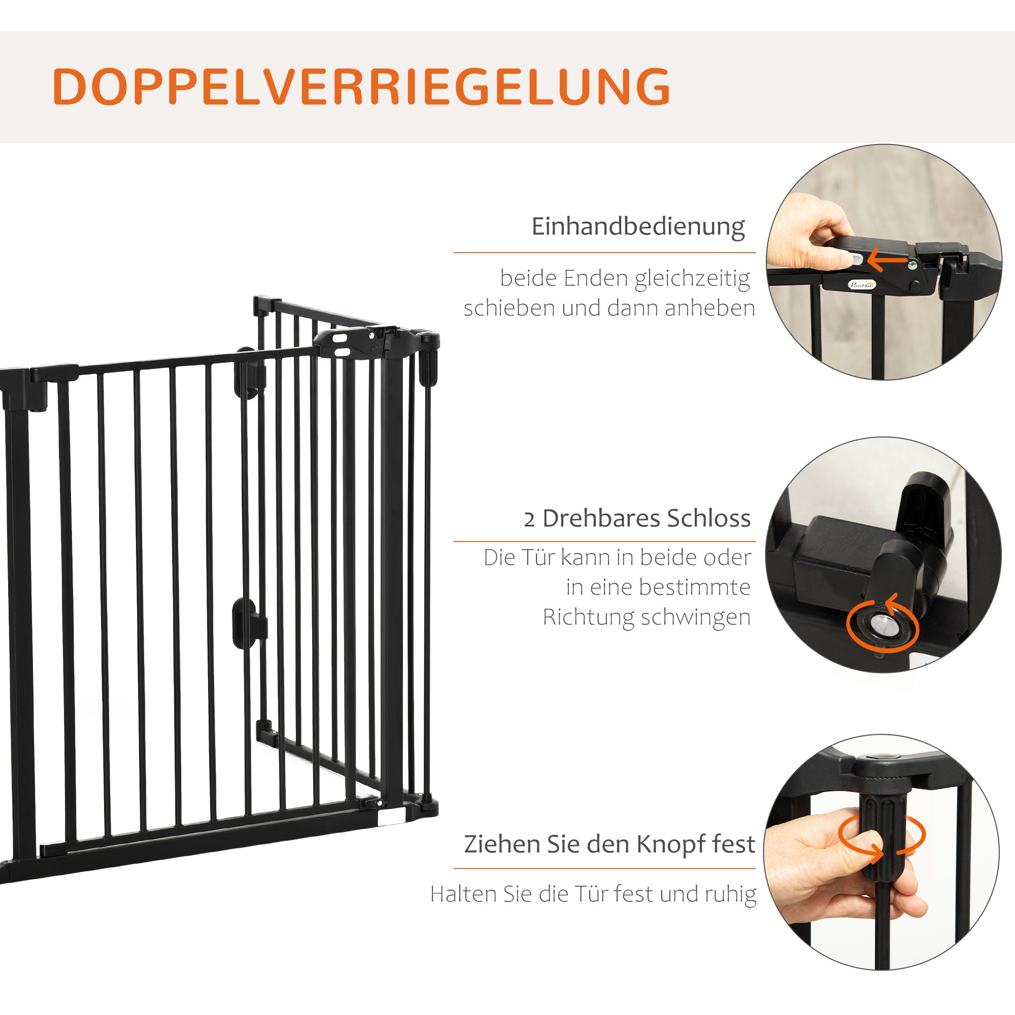 Logidon slagboom zwarte automatische deur 3 panelen 202x76 cm