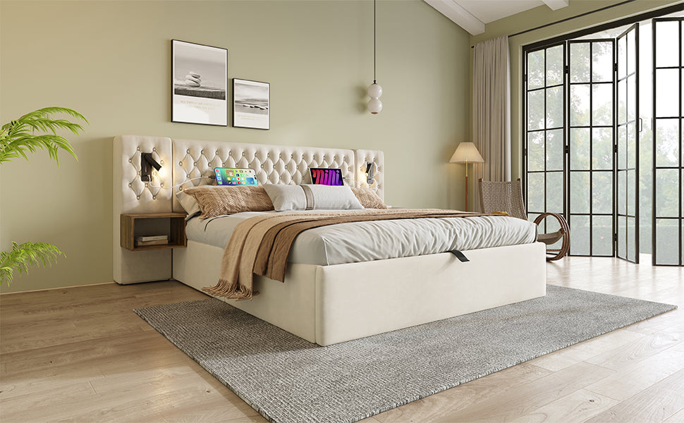 Logidon bedsysteem beige 160x200 cm hydraulisch opbergmatras