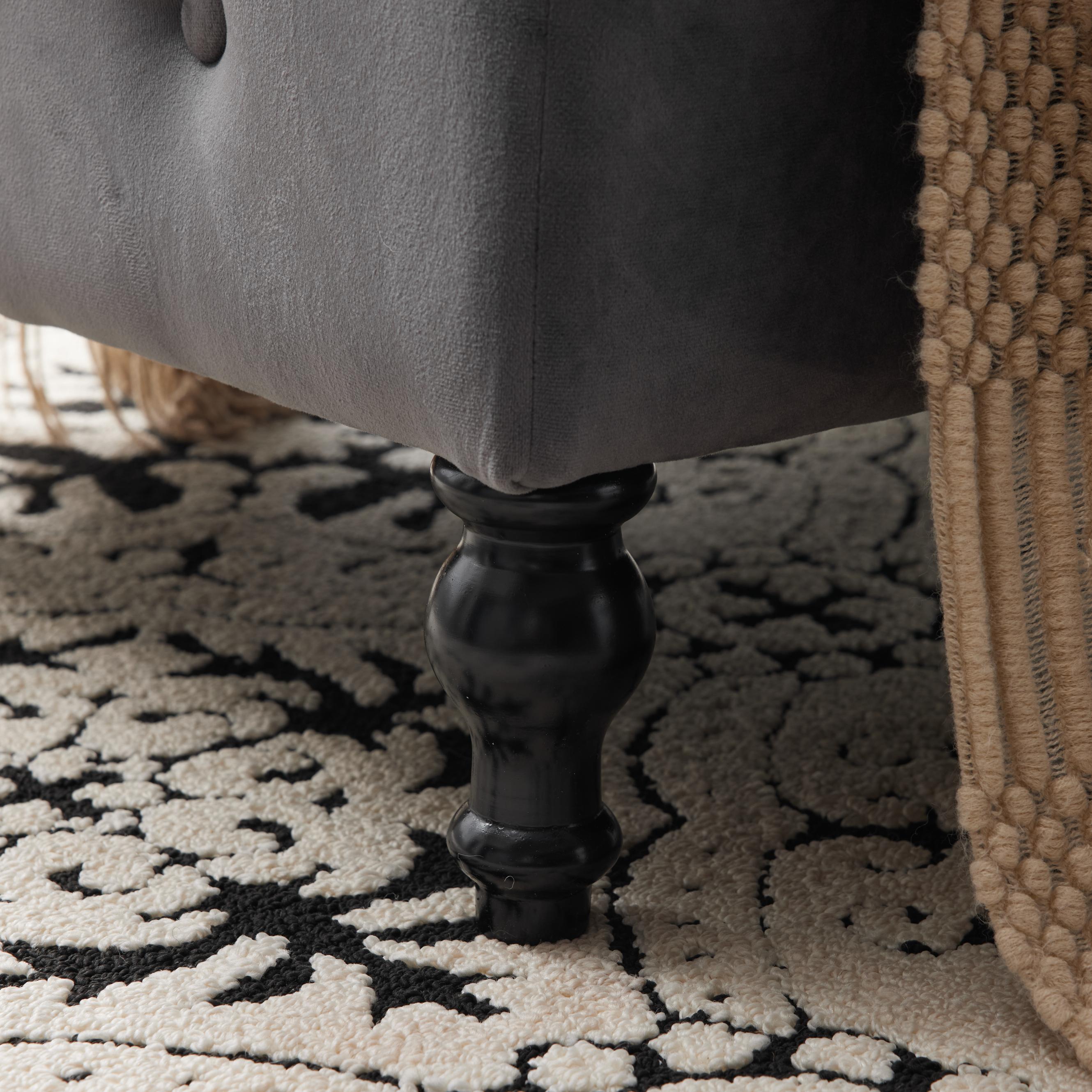 Logidon chaise longue bank grijs fluweel met opbergspijkerkop