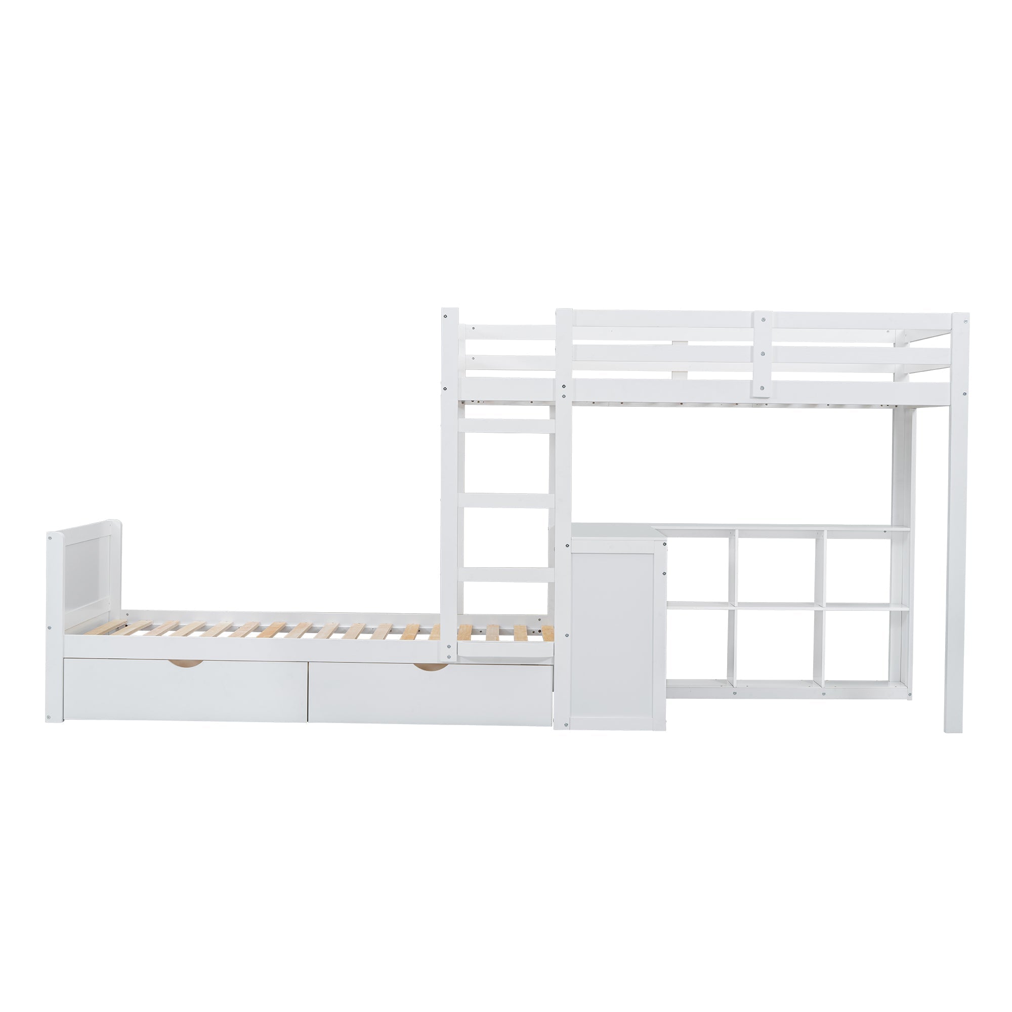 Logidon stapelbed 90x200 cm witte drietrapsladder met bureau