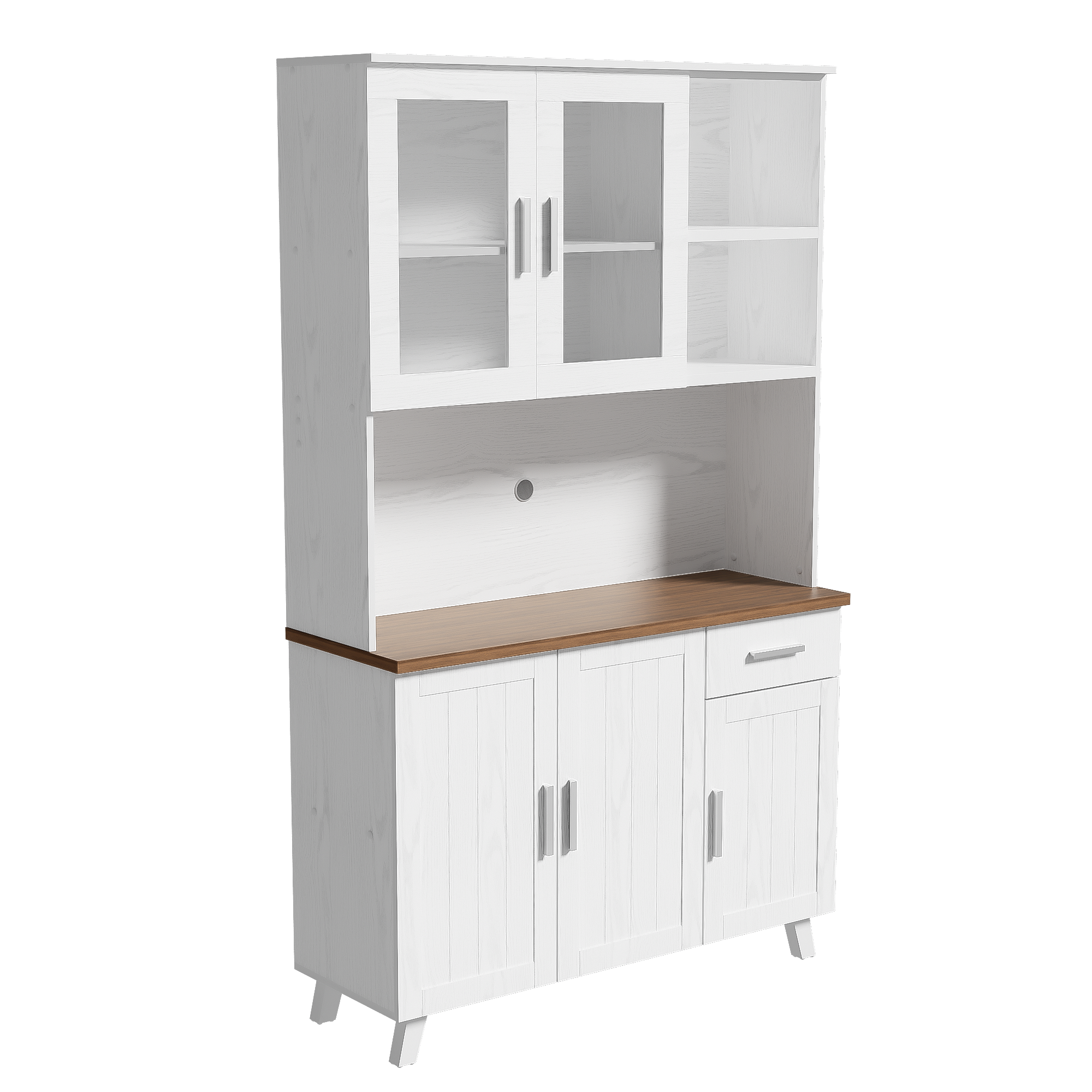 Logidon vitrinekast 114x40x190 cm witbruin landelijke stijl