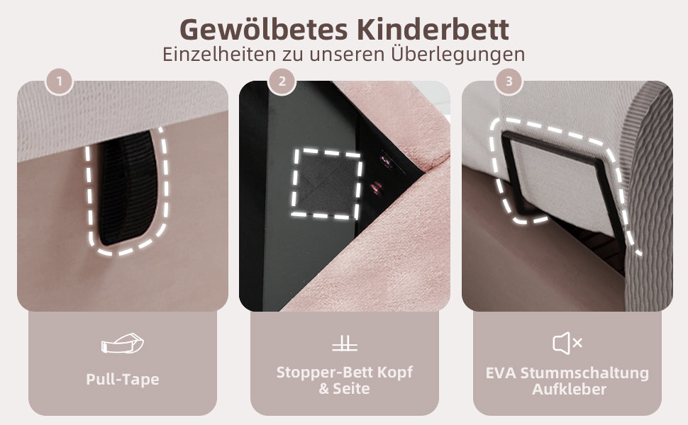 Logidon gestoffeerd bed kinderbed roze 90x200 cm met matras