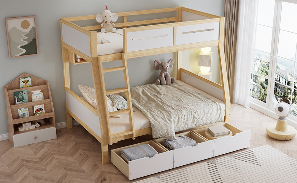 Logidon stapelbed met drie lades wit naturel 90x200 120x200
