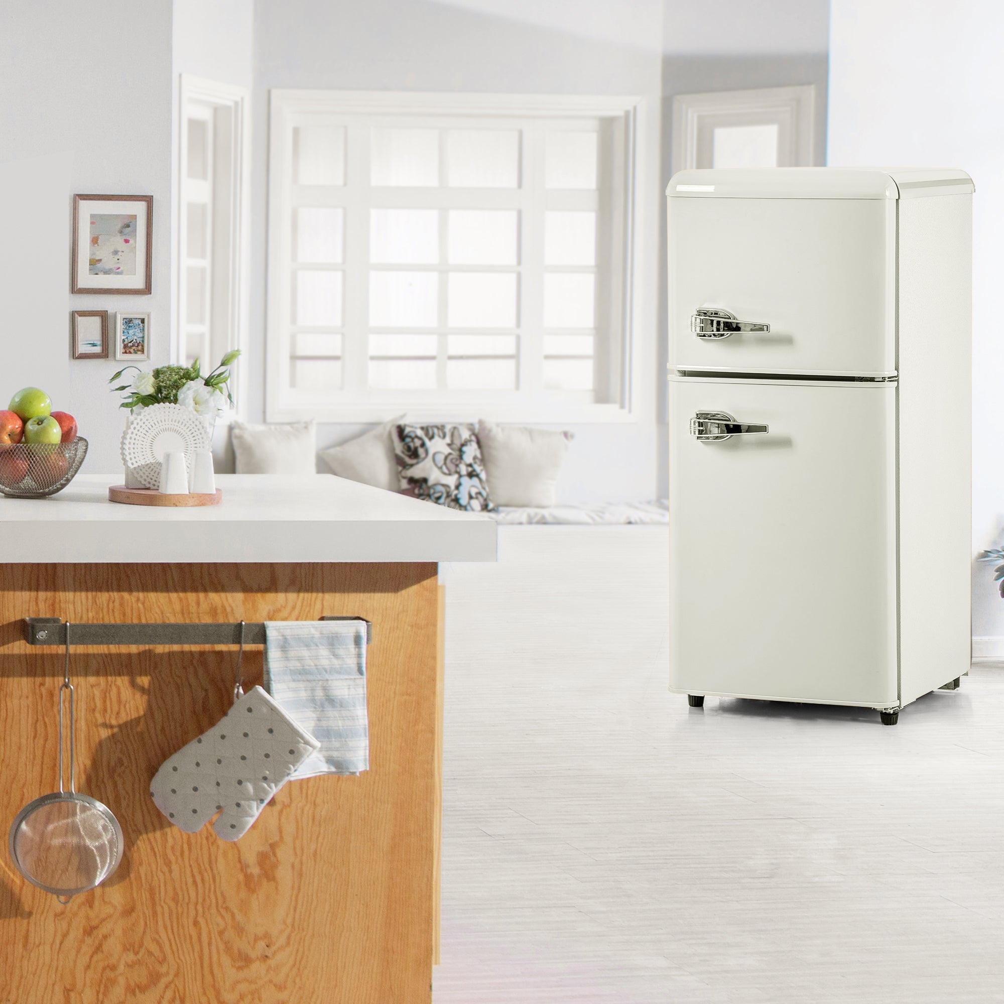 Logidon Retro Koel-vriescombinatie Tweedeurs Crème Wit